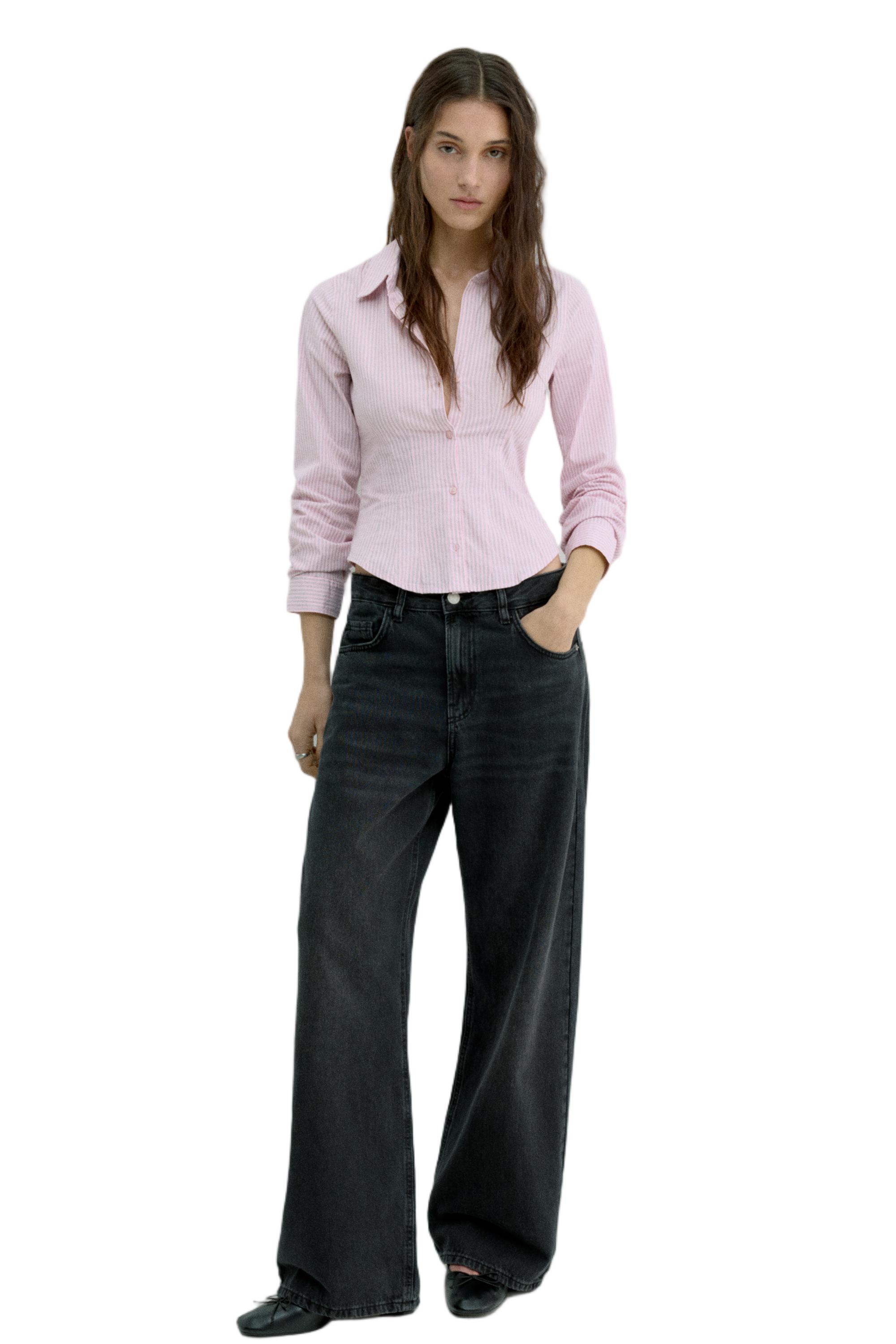 Poplin yırtmaçlı dar kesim gömlek - Görsel 149