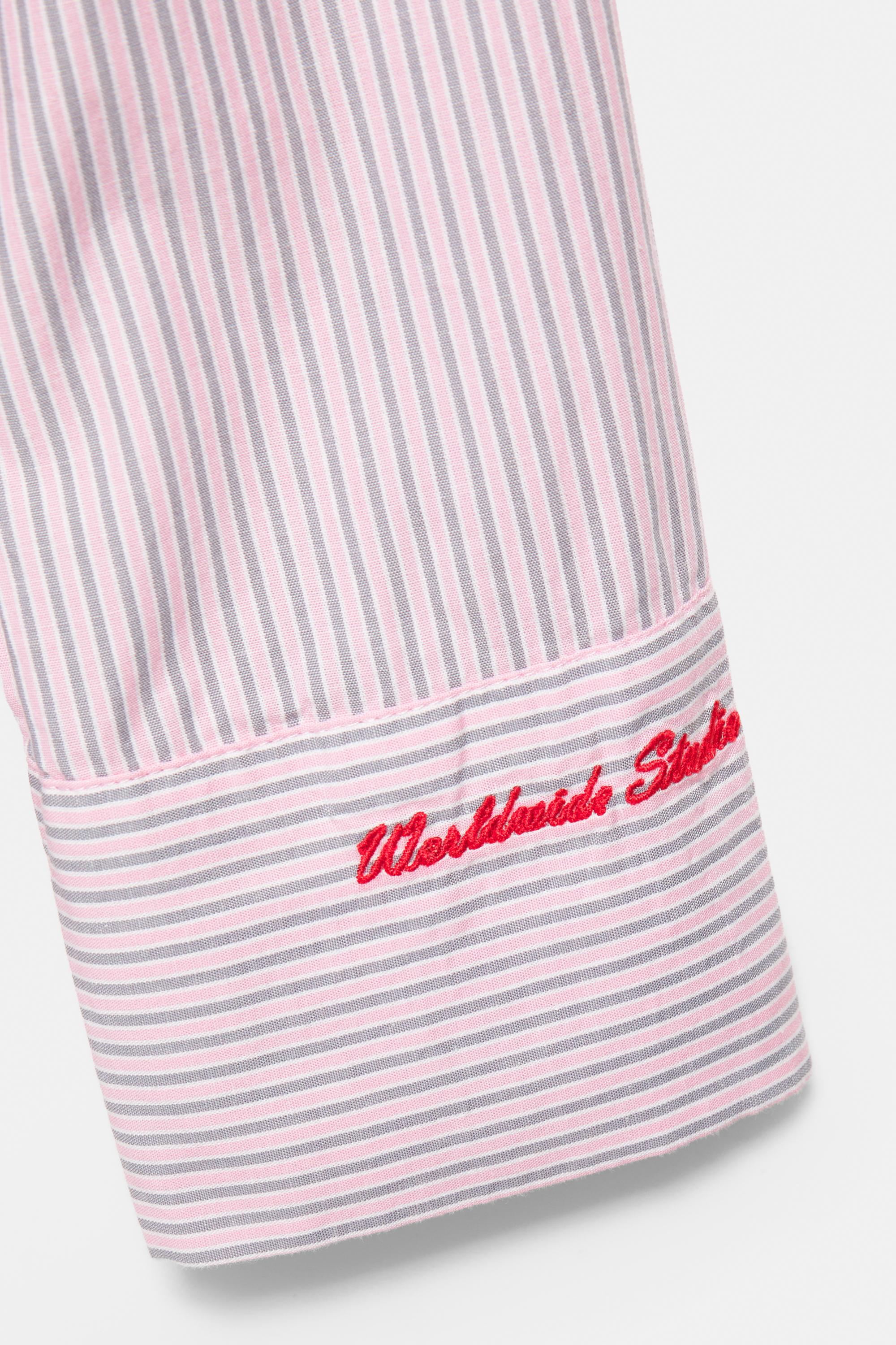 Embroidered striped shirt — Pastel pink