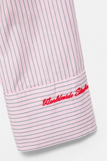Embroidered striped shirt — Pastel pink 7