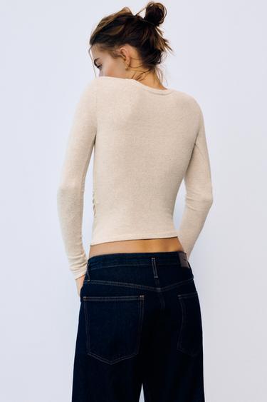 Soft touch gathered T-shirt — Ecru 3
