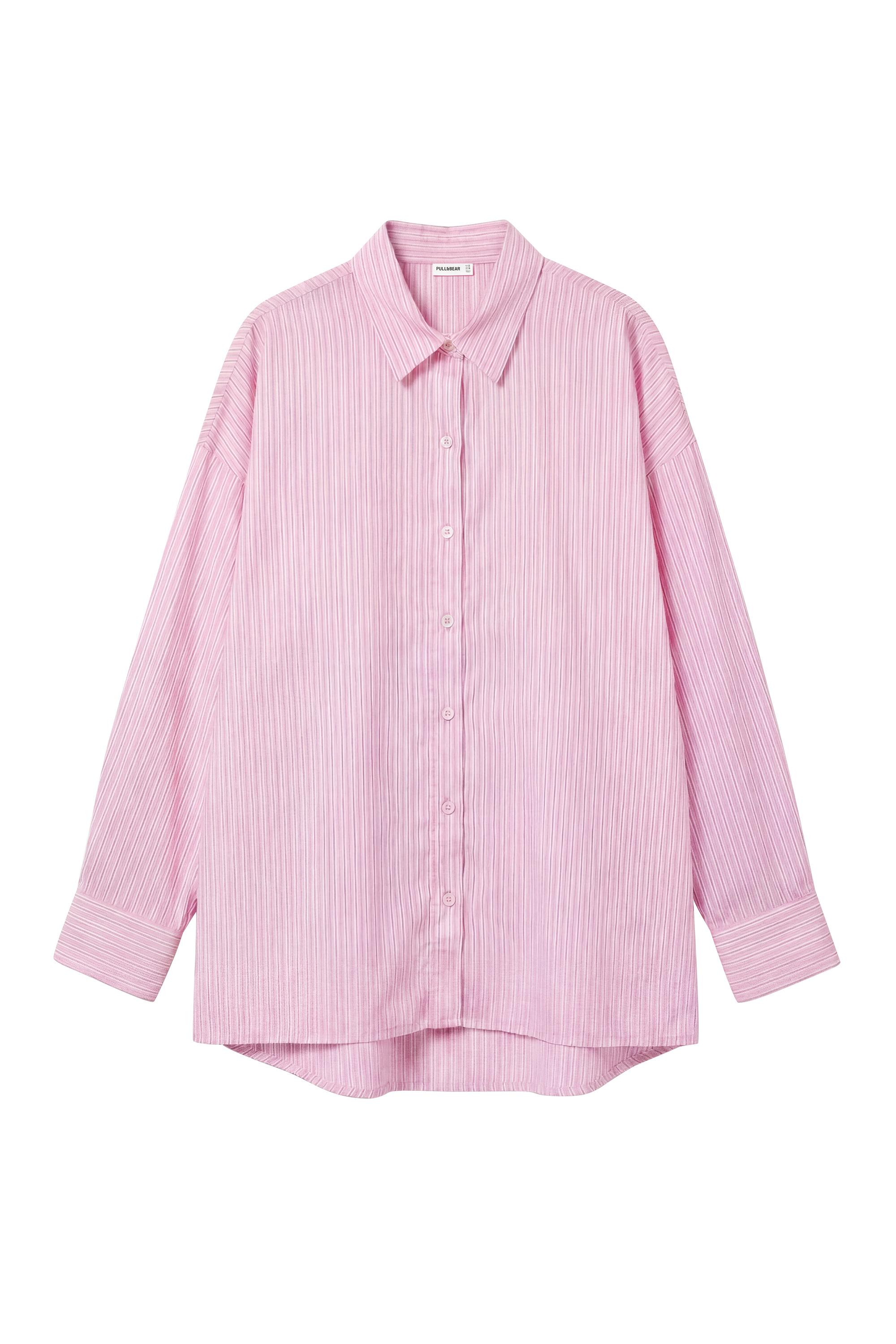 Pull&Bear Çizgili oversize gömlek görsel 8