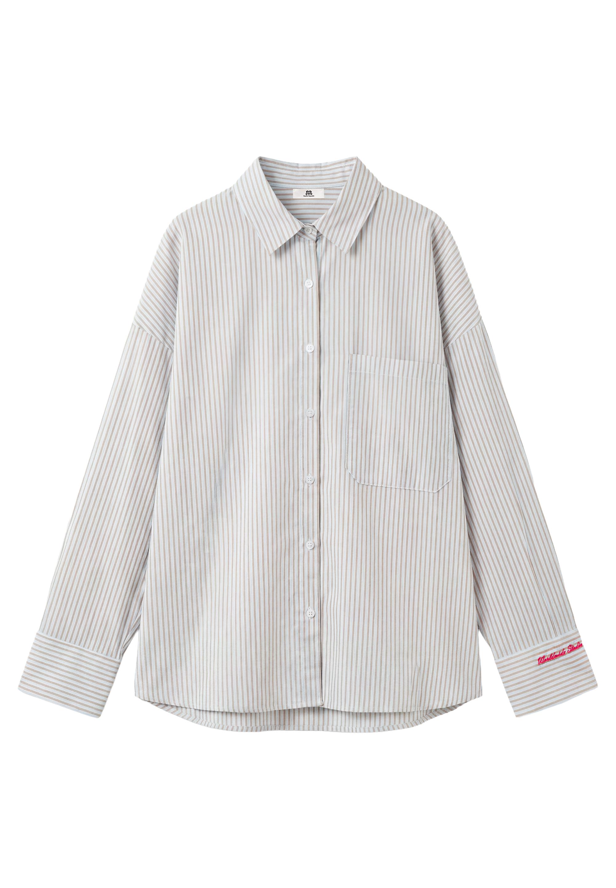 Embroidered striped shirt — Pastel blue