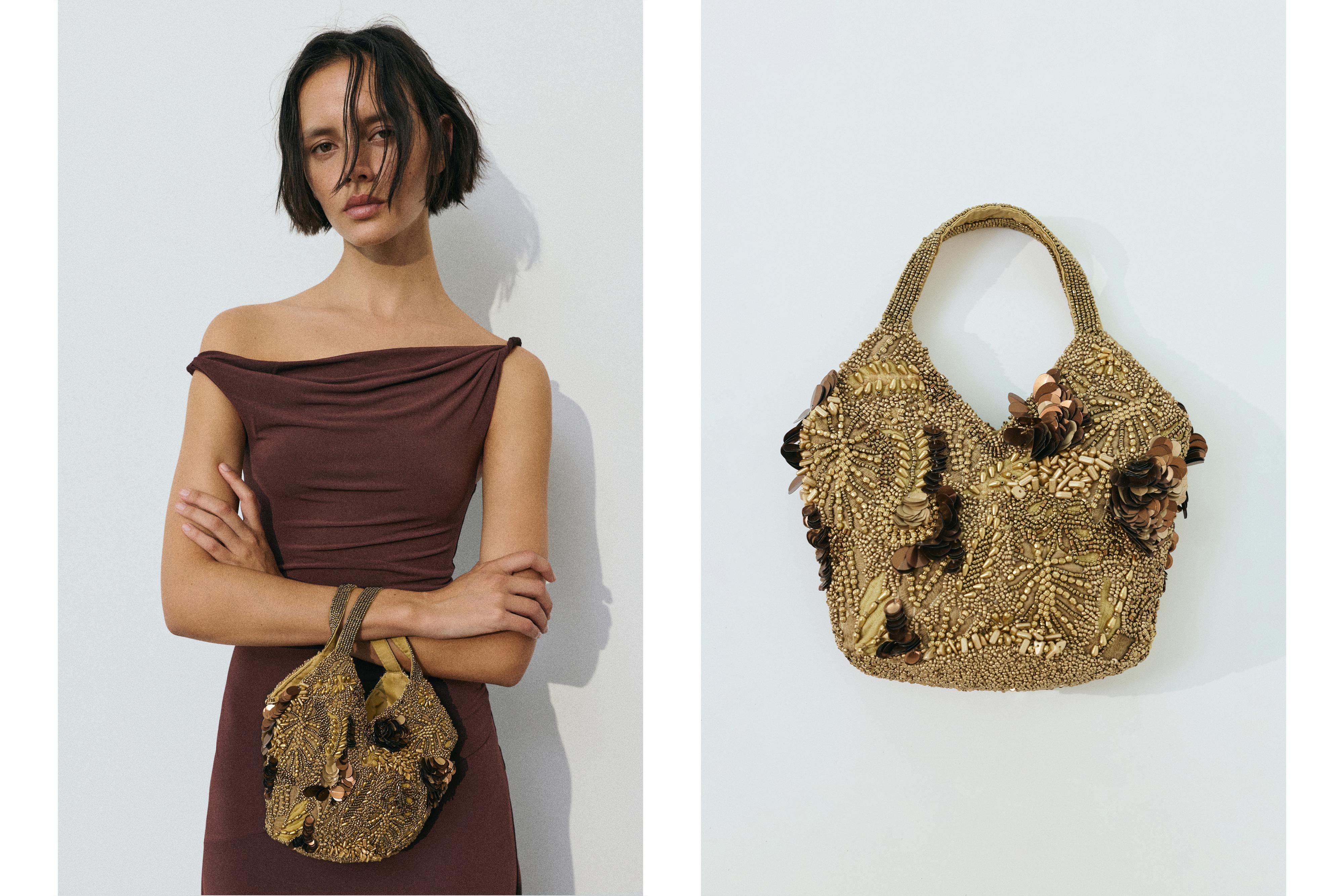 Beaded handbag — Gold
