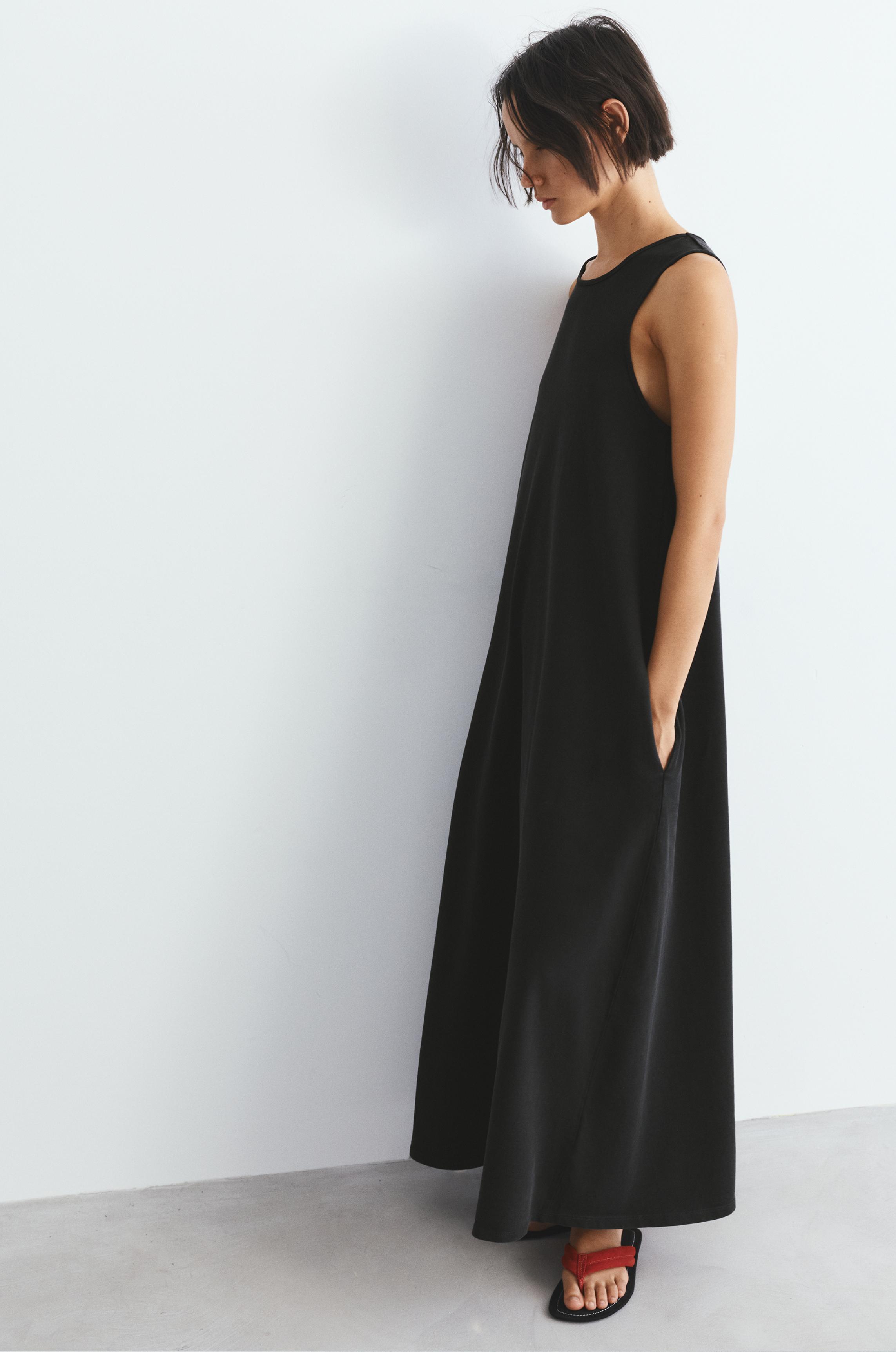 Long sleeveless dress — Anthracite grey