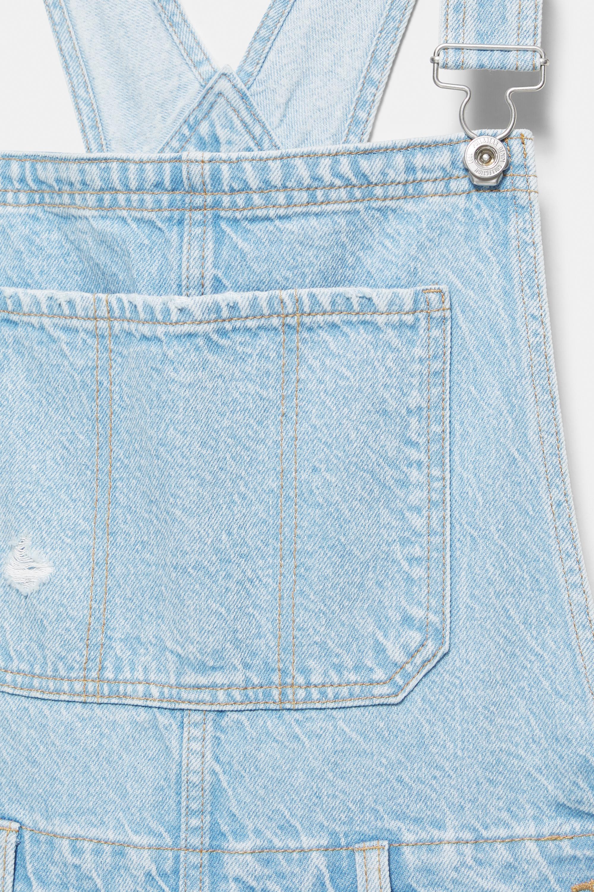 Long denim dungarees — Pale blue
