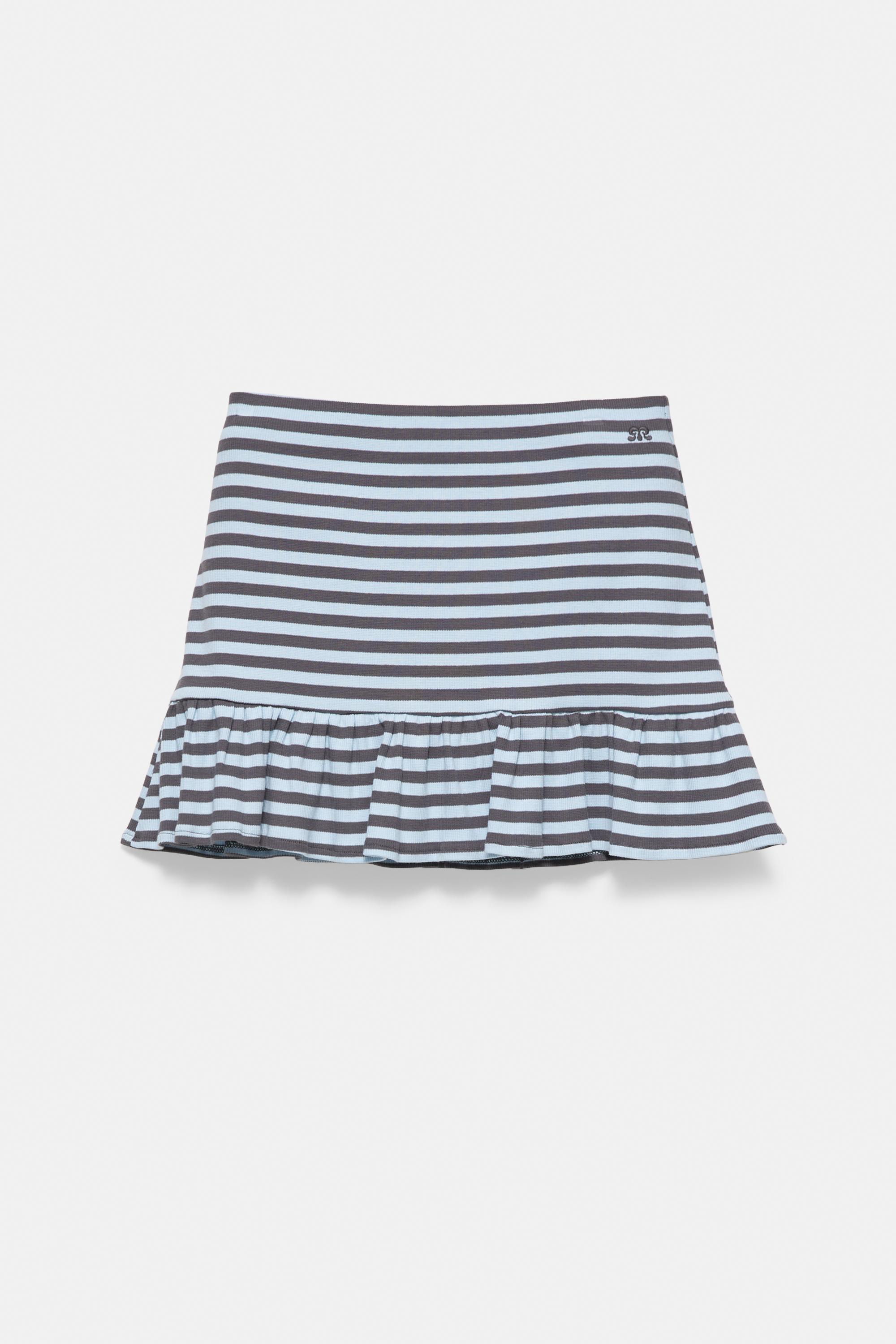 Striped ruffle mini skirt — Bluish grey