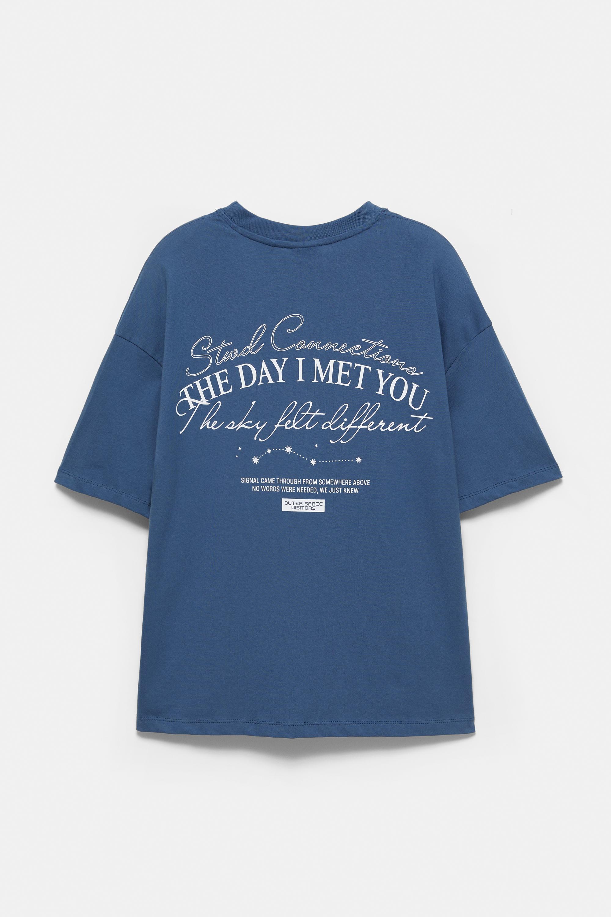 Boxy-fit graphic T-shirt — Navy