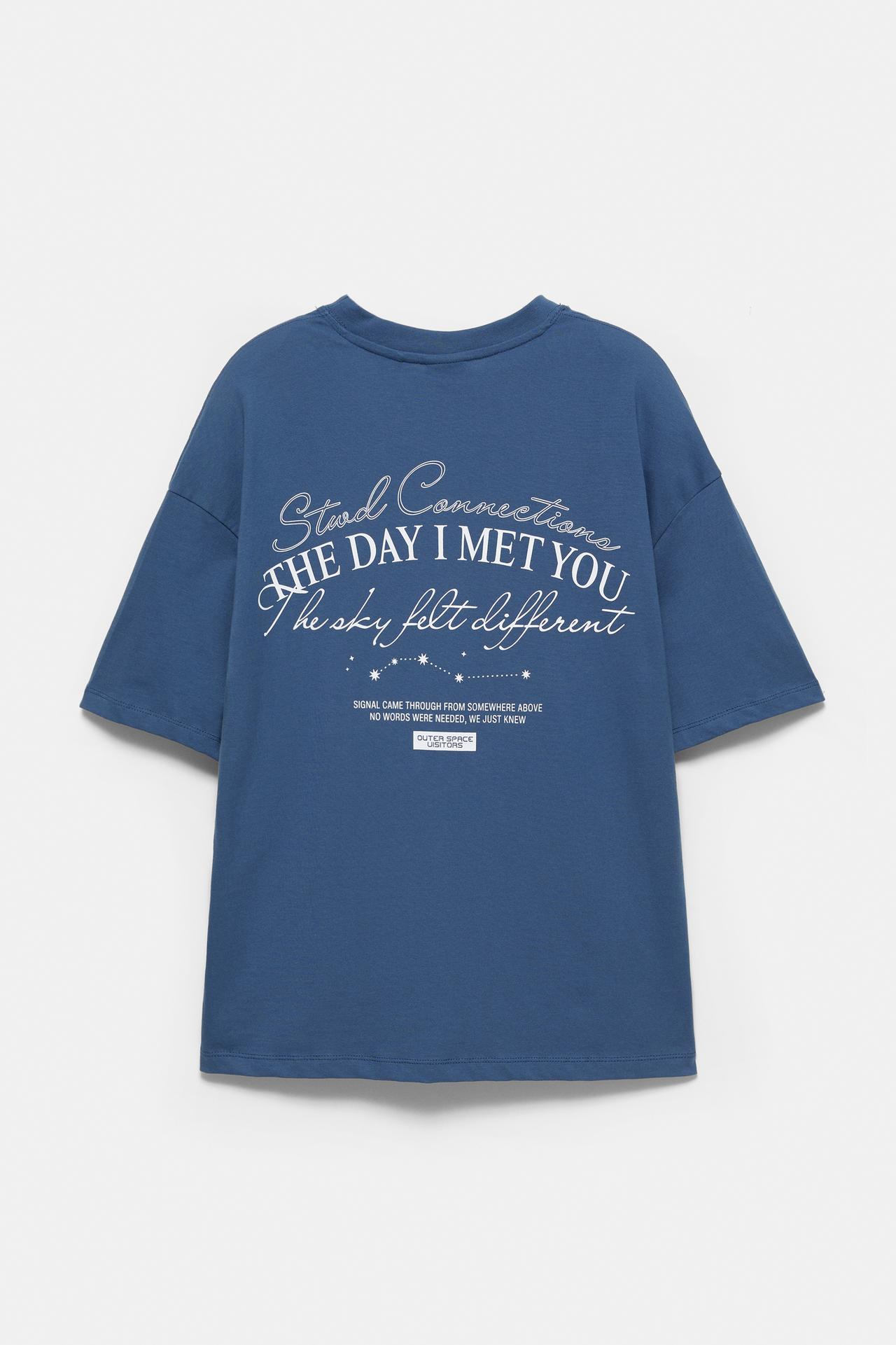 Boxy-fit graphic T-shirt — Navy