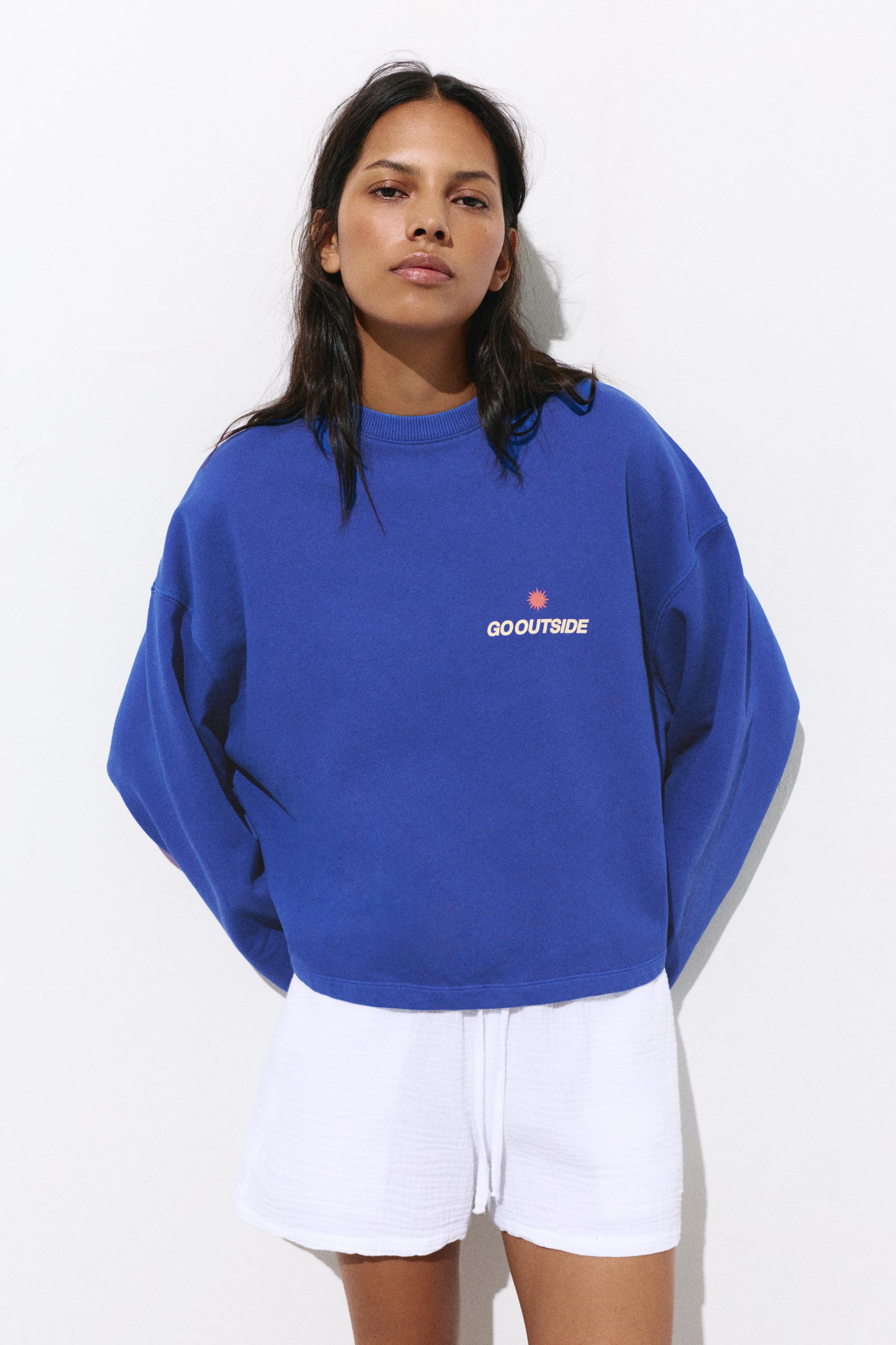 Blue sun graphic sweatshirt — Deep blue