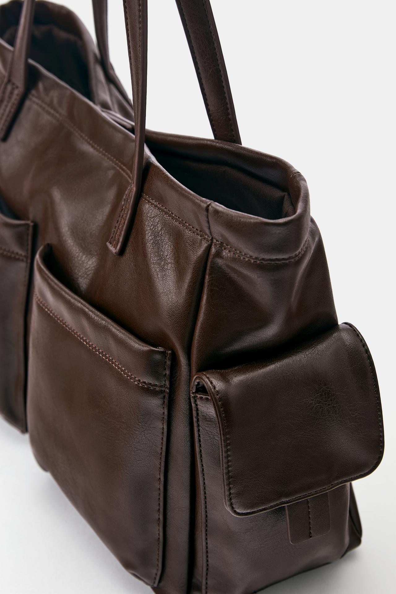 Multipocket tote bag — Brown