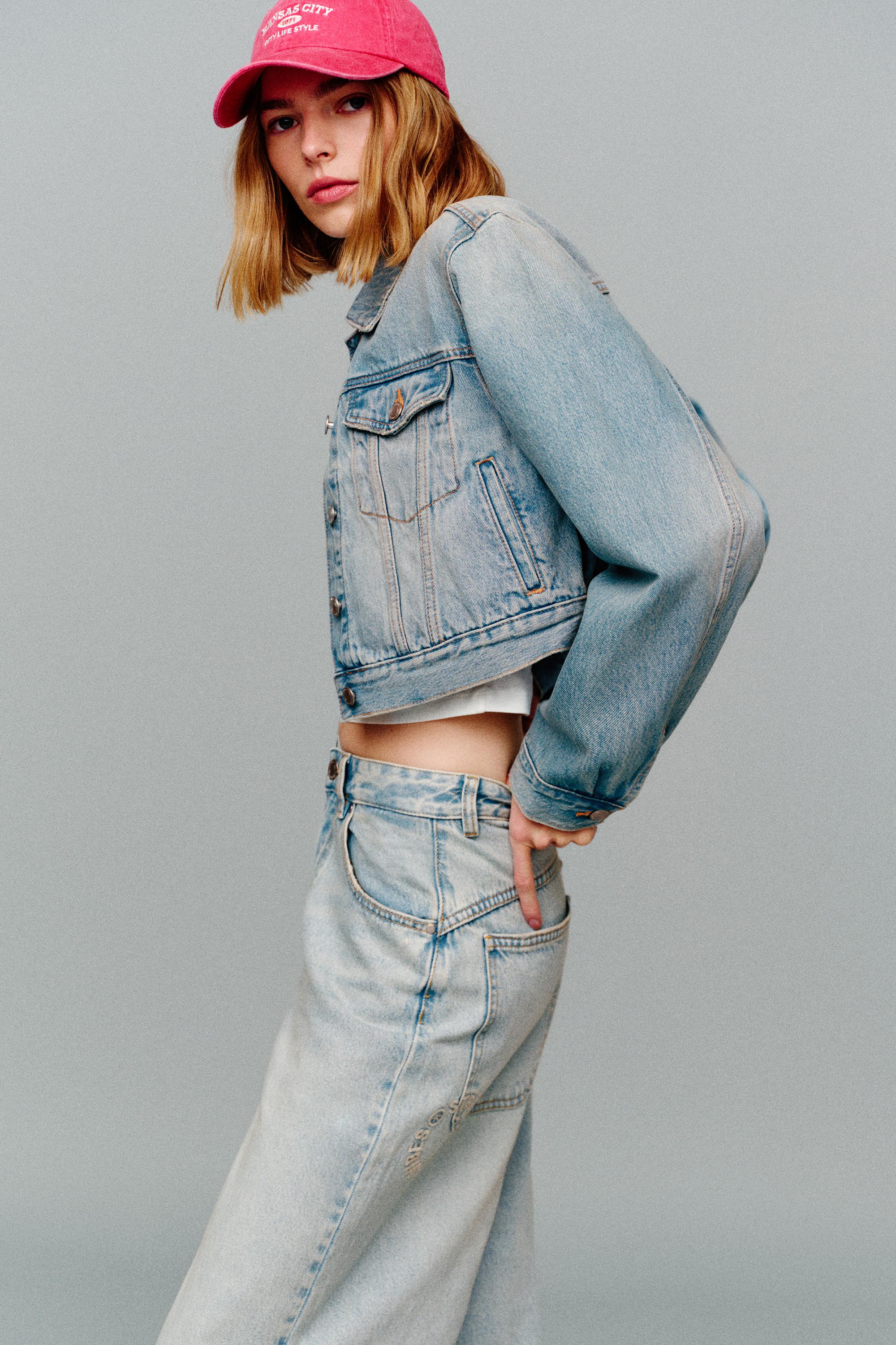 Cropped denim jacket — Pale blue