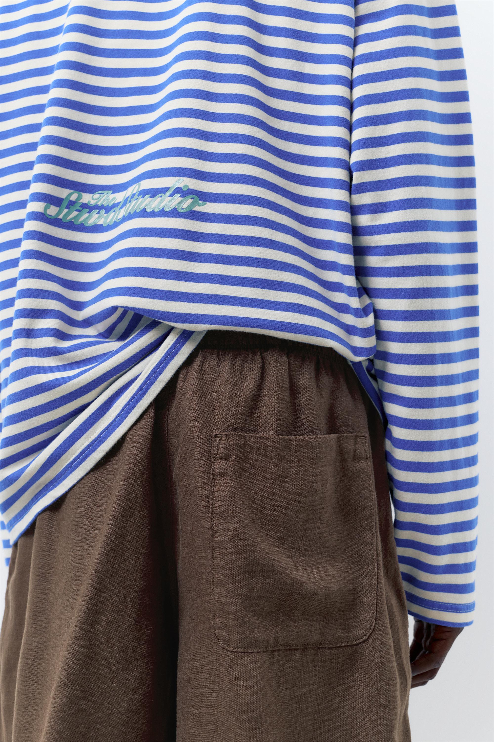 100% linen Bermuda sweat shorts — Brown