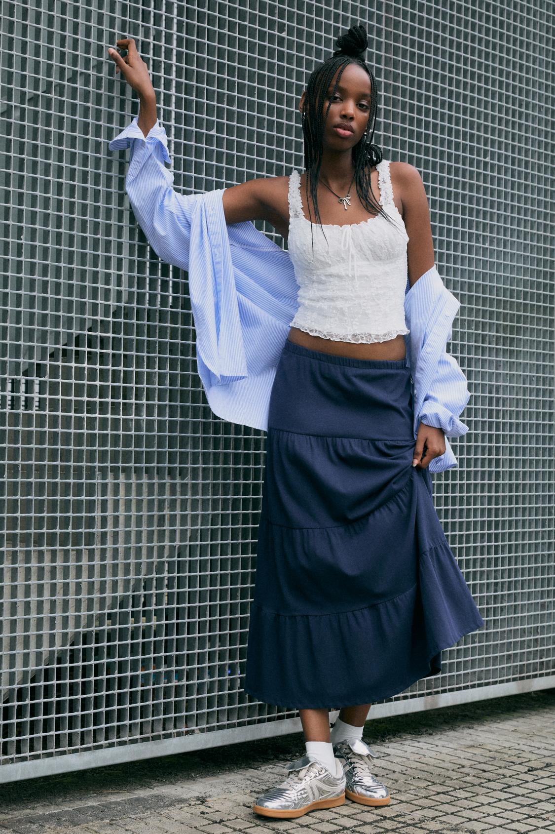 Faldas Jeans Falda Blanca Vaquera Zara Falda Vaquera Falda Midi