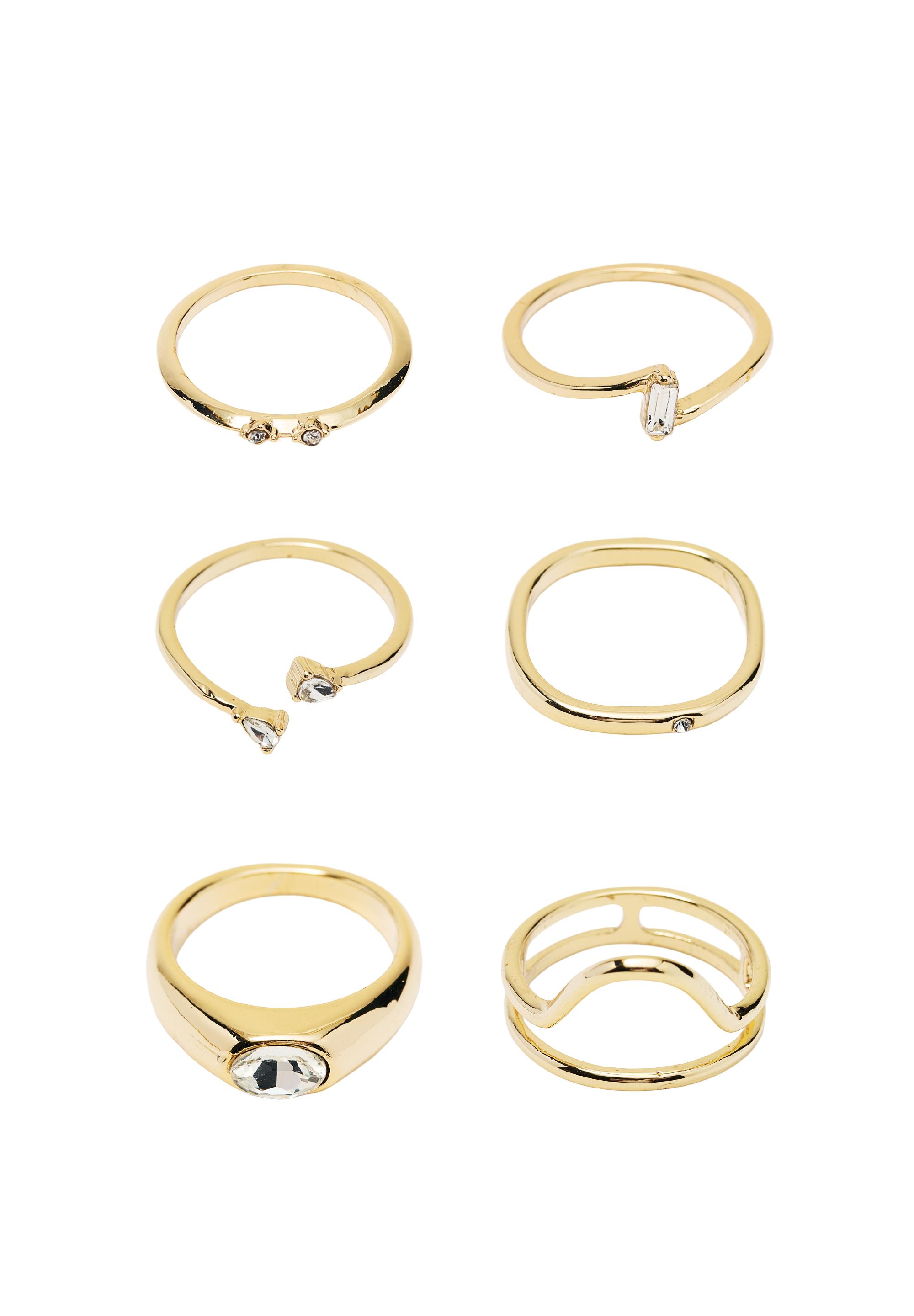 Pack of 6 slim rings — Gold