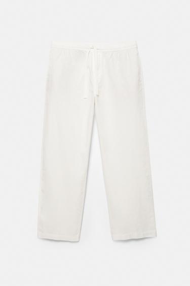 Linen blend jogger trousers — White 6