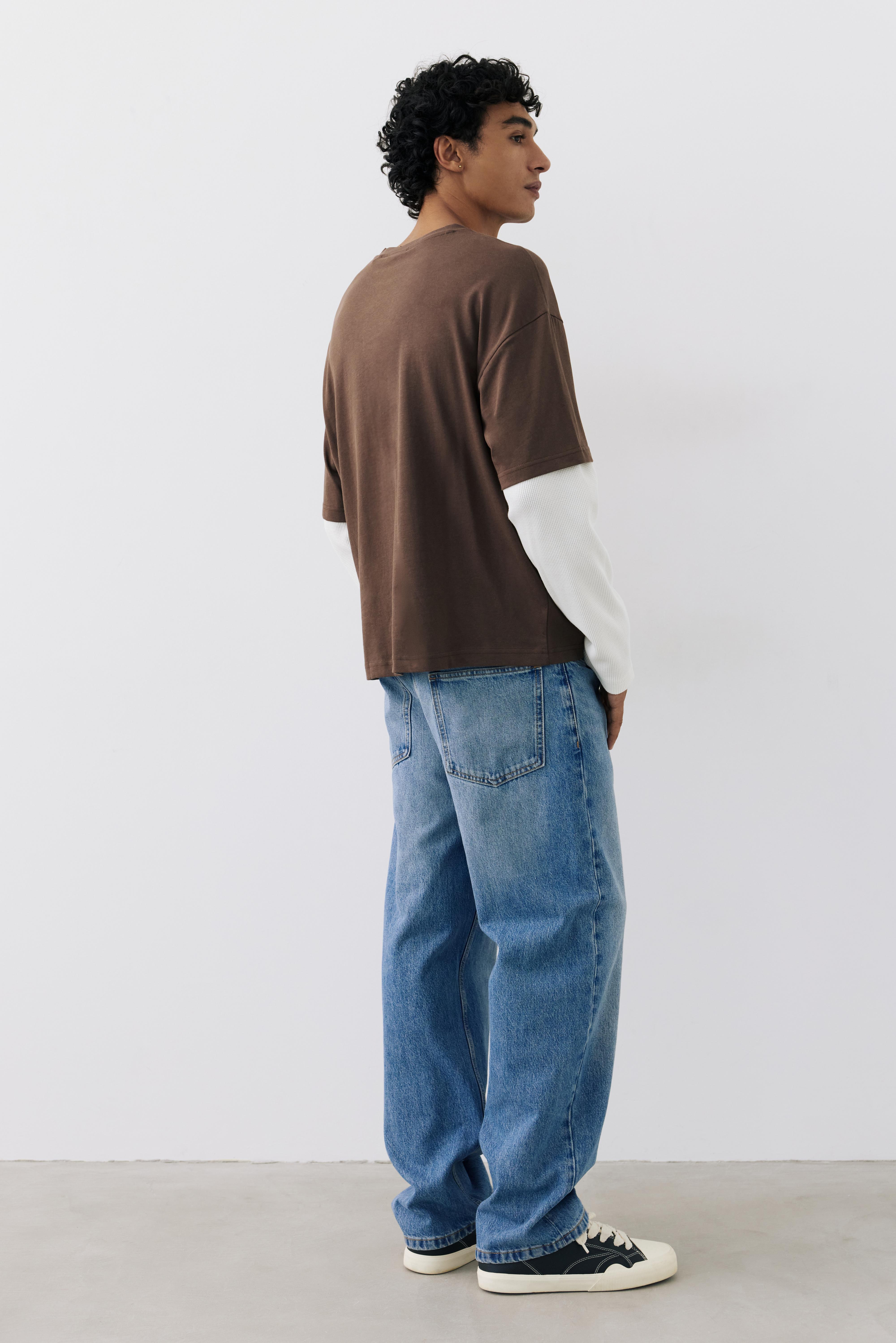 Double-layer long sleeve T-shirt — Brown