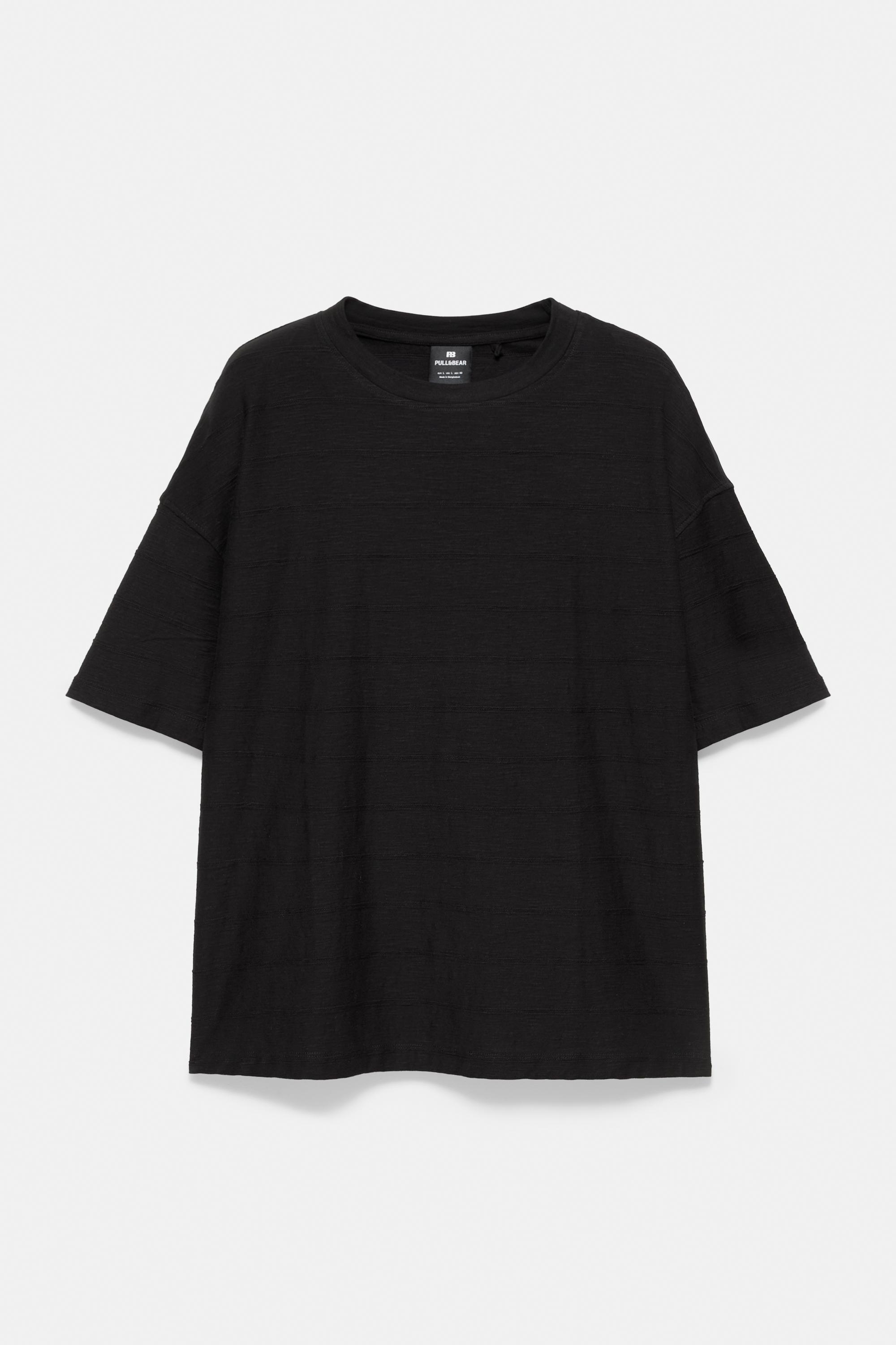 Boxy kesim dokulu t-shirt