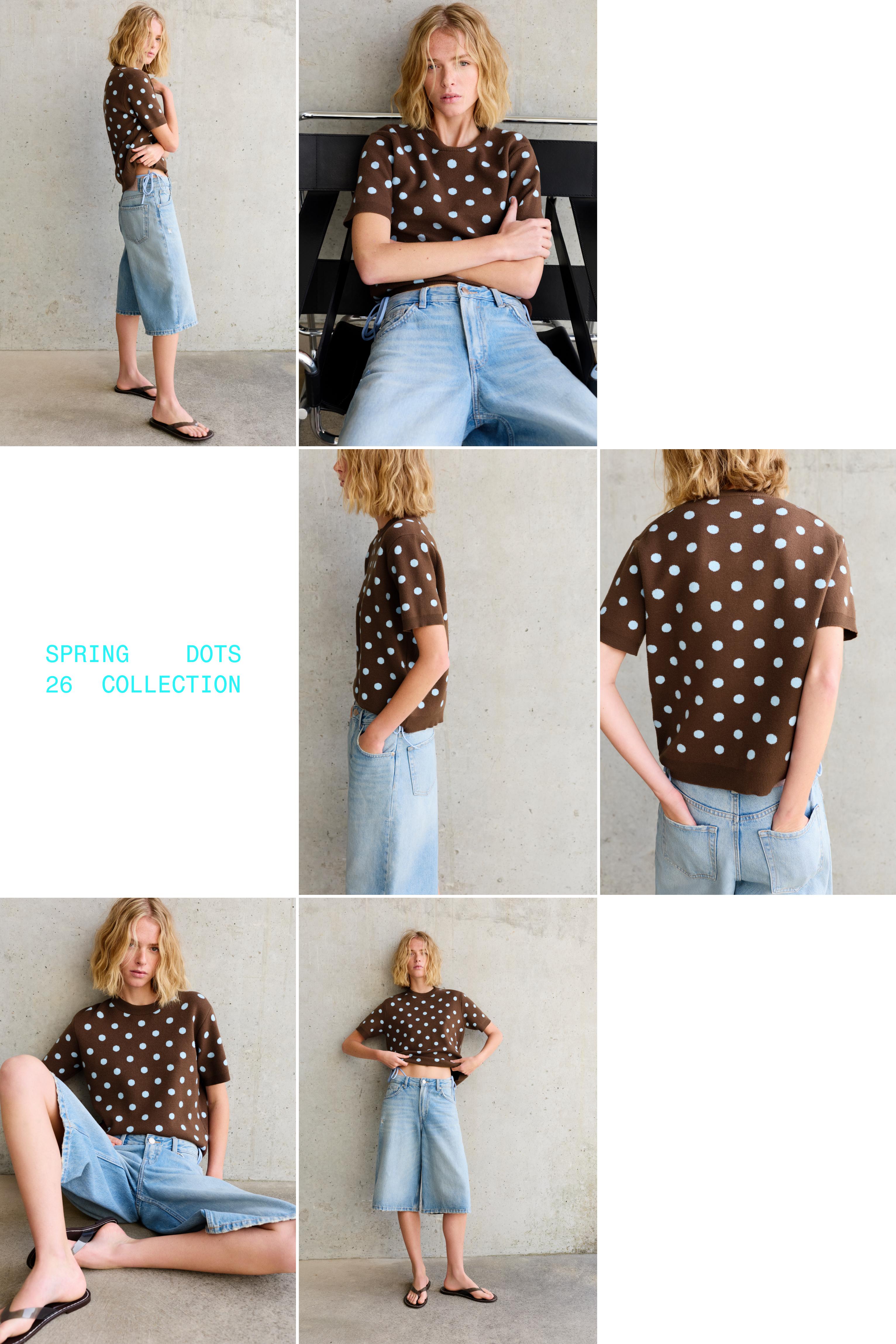 Puantiye desenli kısa kollu top - Görsel 28