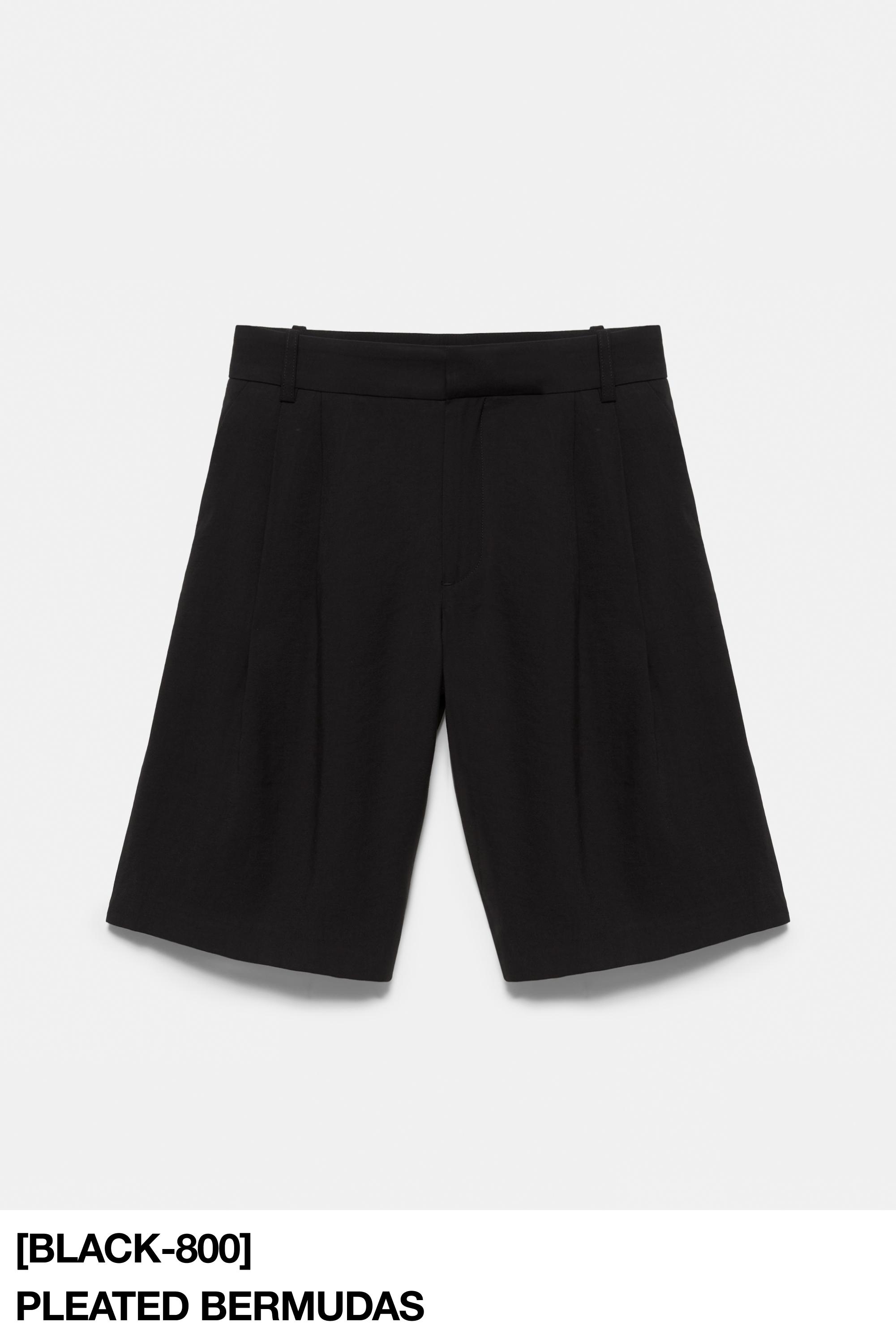 Long darted Bermuda shorts — Black