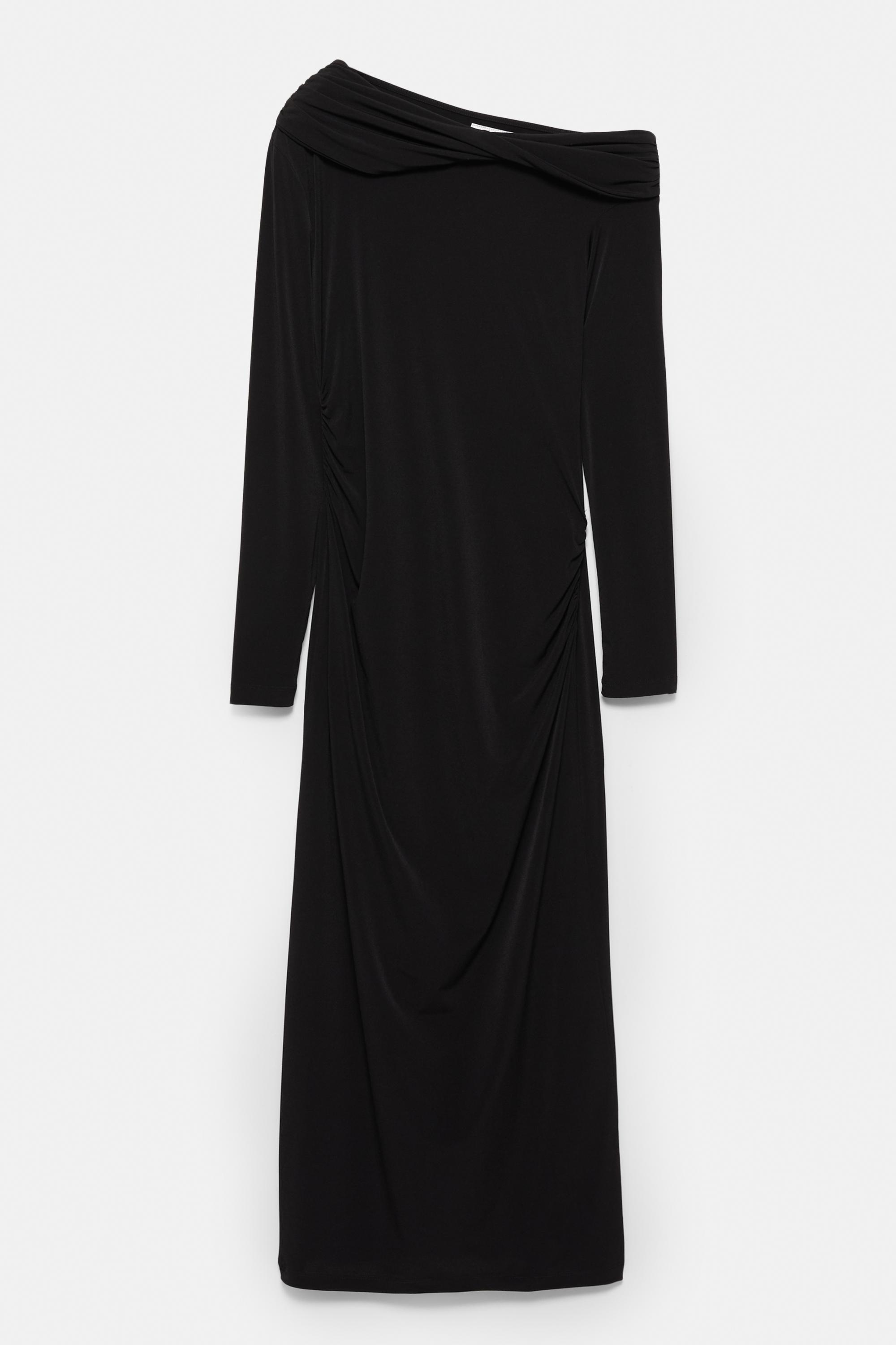 Bardot neckline midi dress — Black