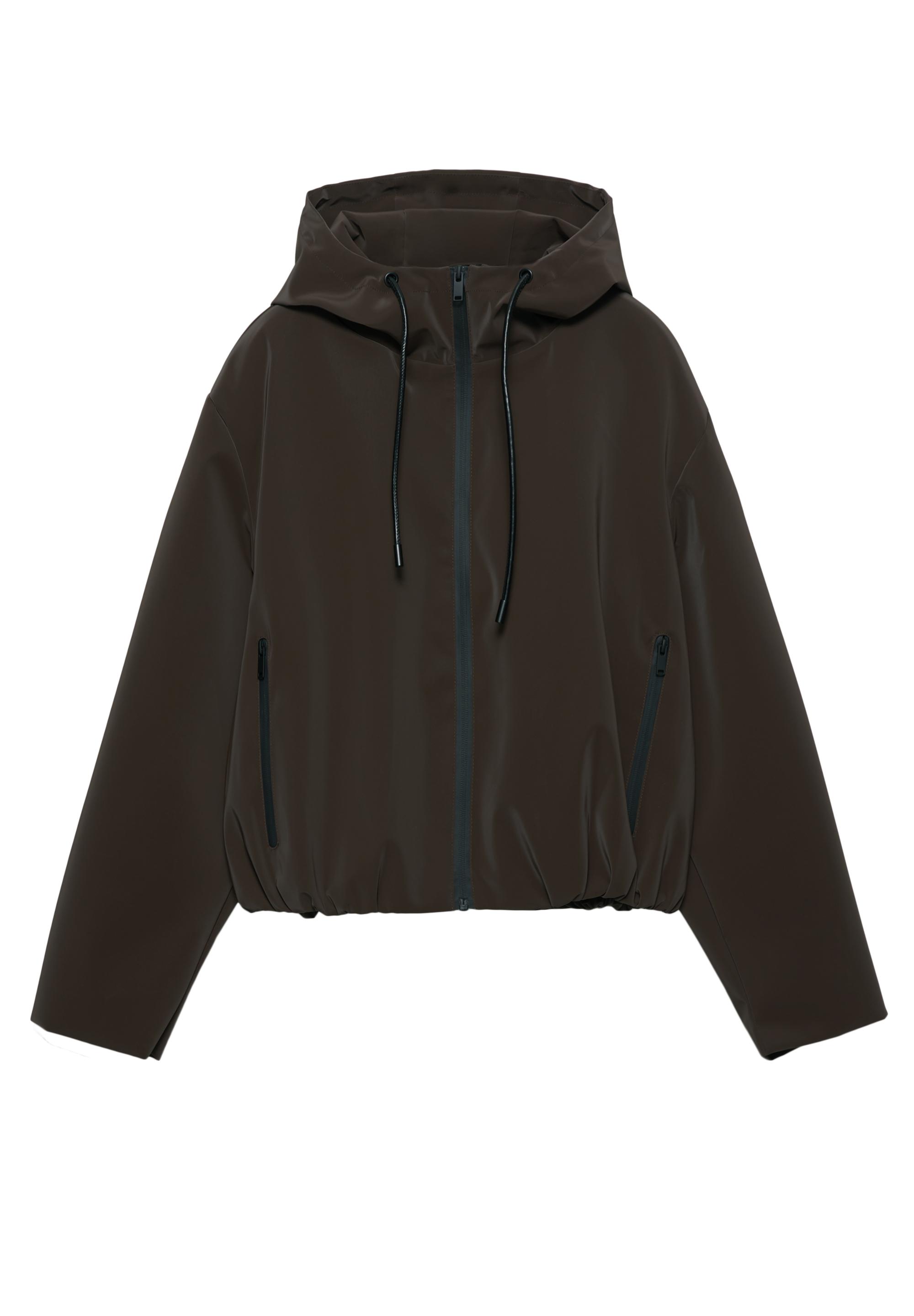Short hooded raincoat
