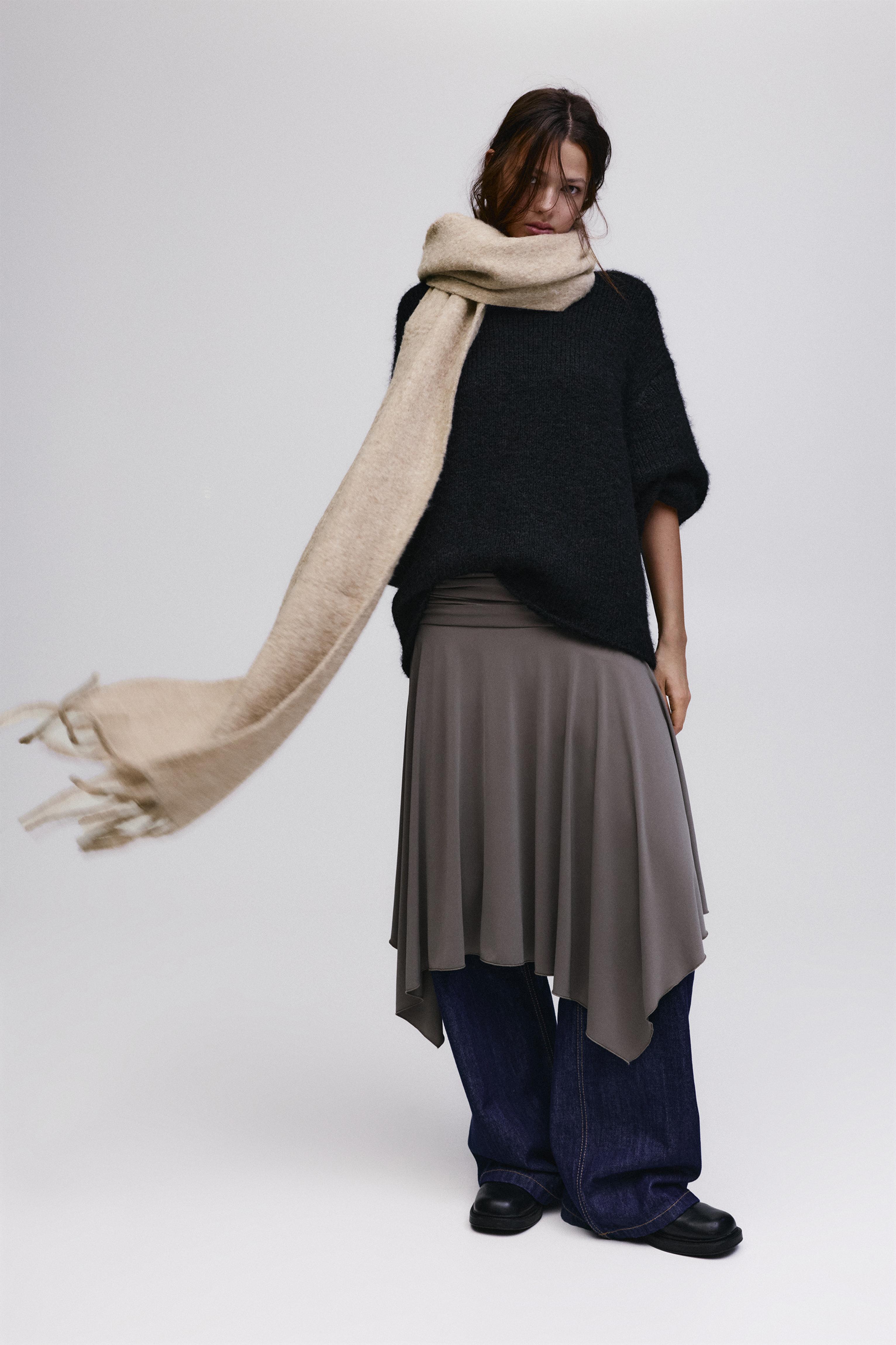 Maxi mohair-effect scarf — Sand