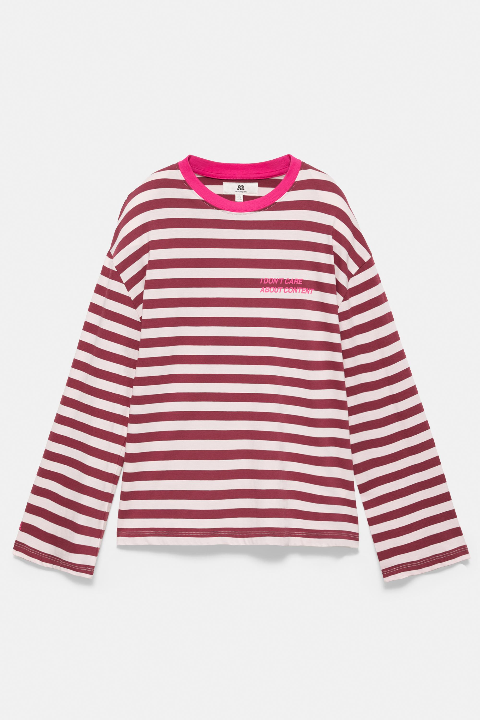 Oversize striped slogan T-shirt — Pale pink
