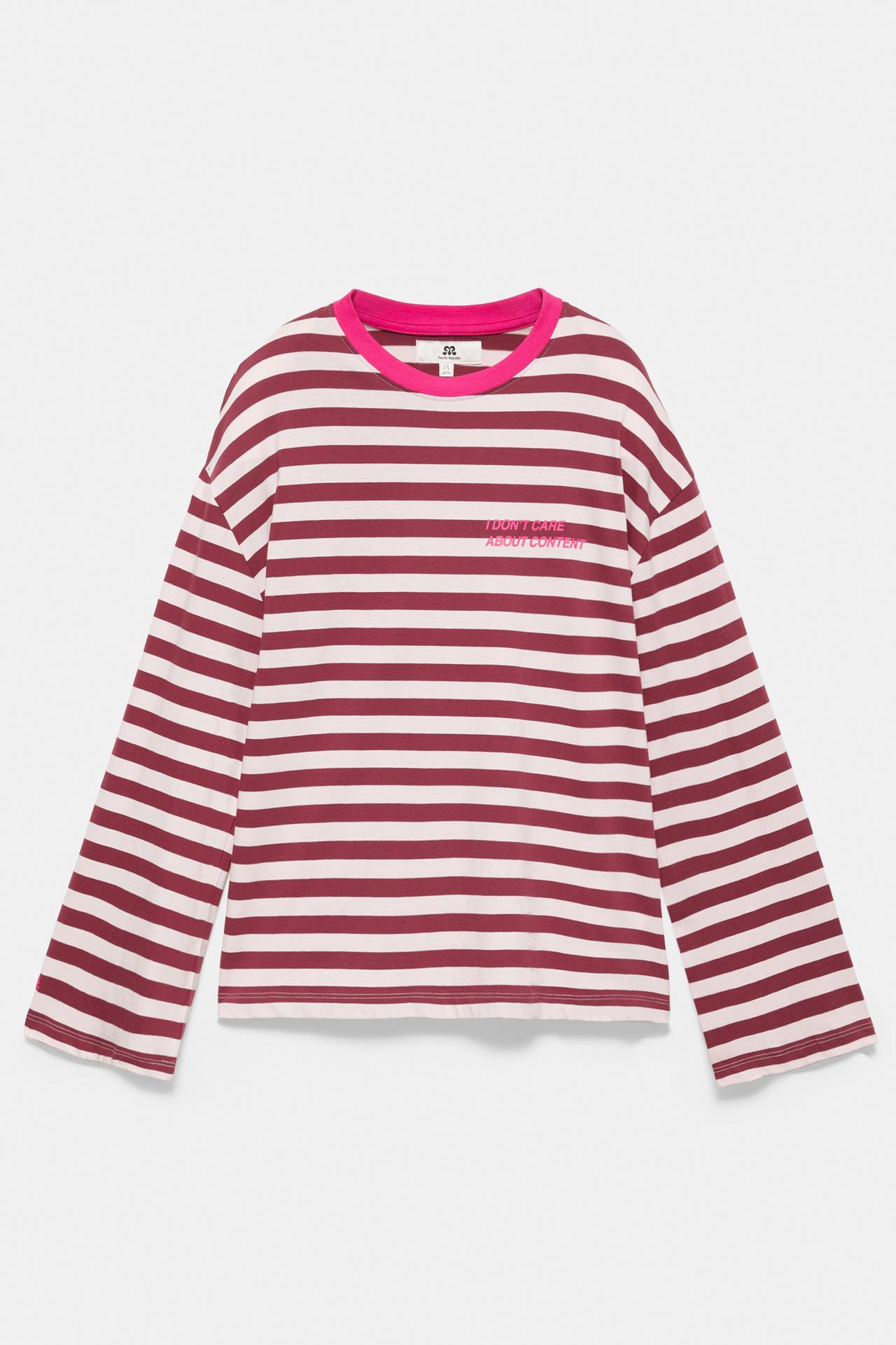 Striped long sleeve T-shirt — Pale pink