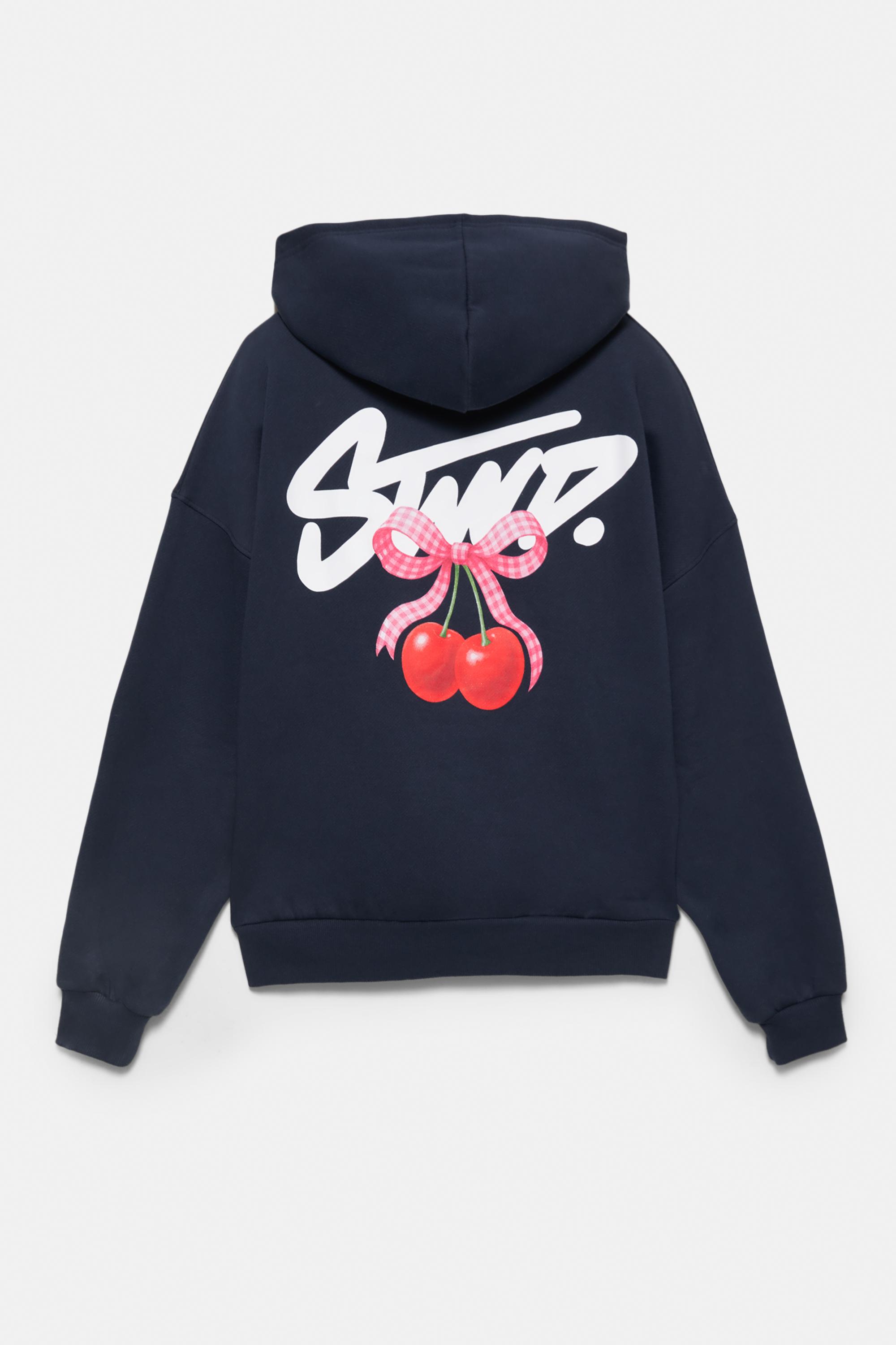 Kapüşonlu STWD kirazlı sweatshirt - Görsel 3