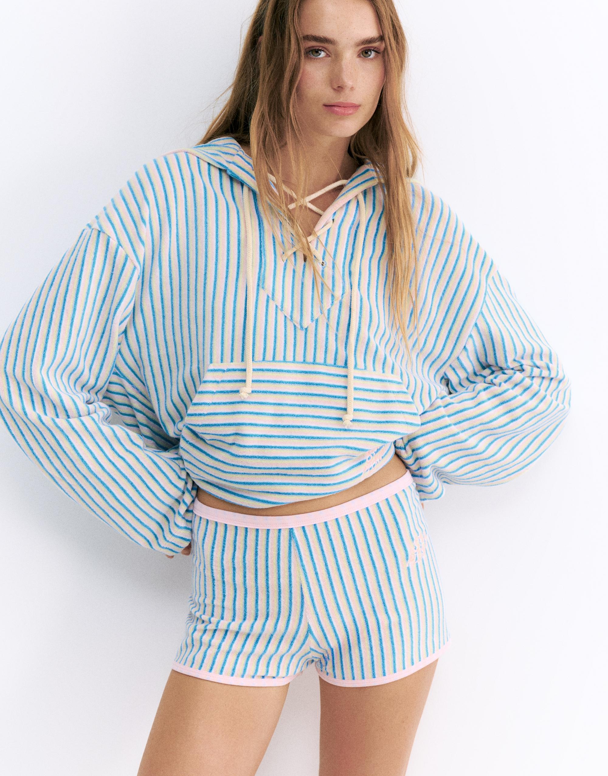 Pleasures x STWD towelling shorts — Striped