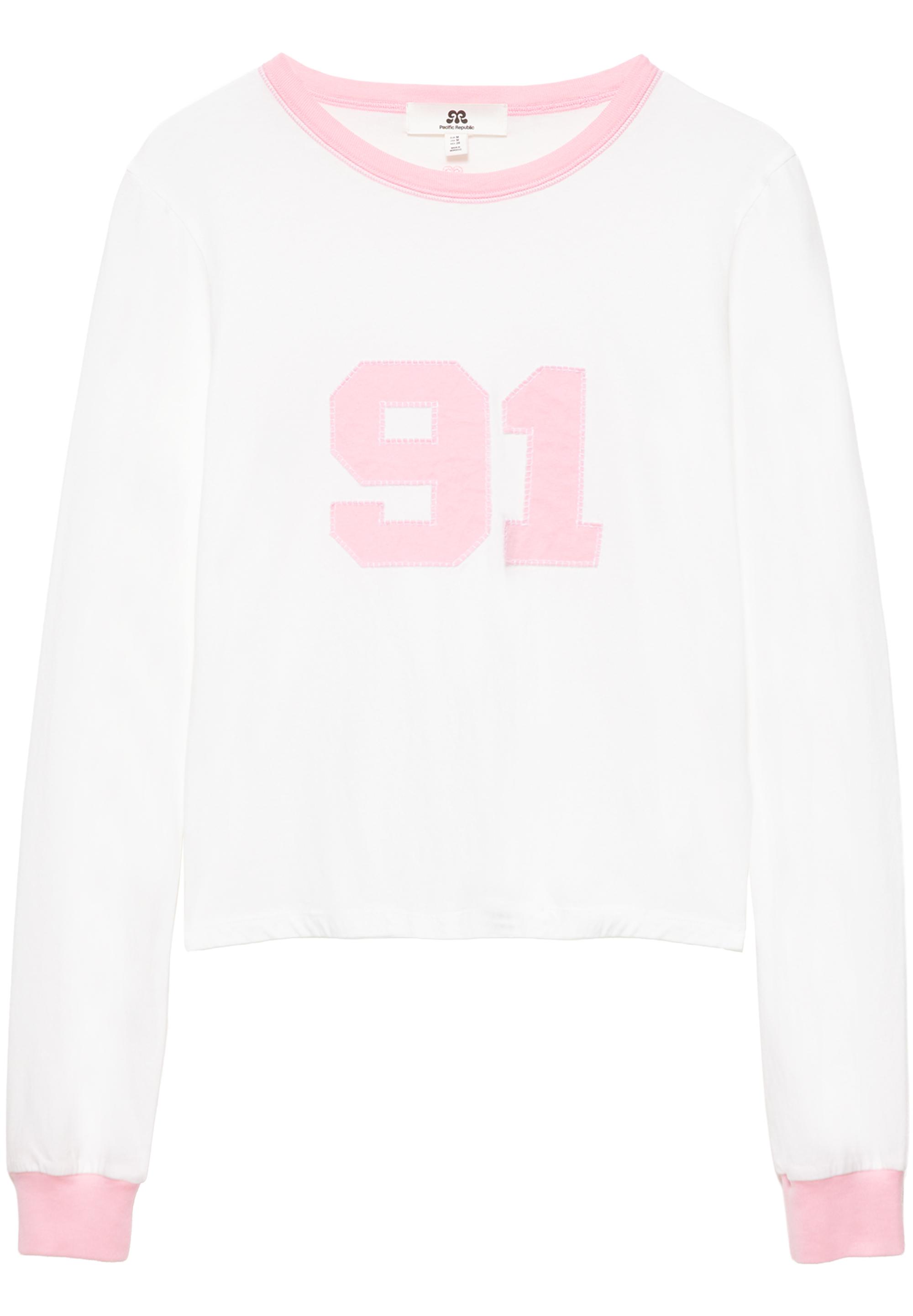 '91' graphic cropped T-shirt — Ice