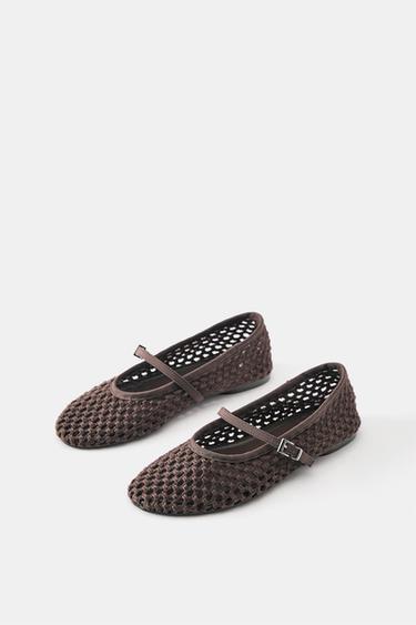 Crochet ballerina shoes — Brown 3