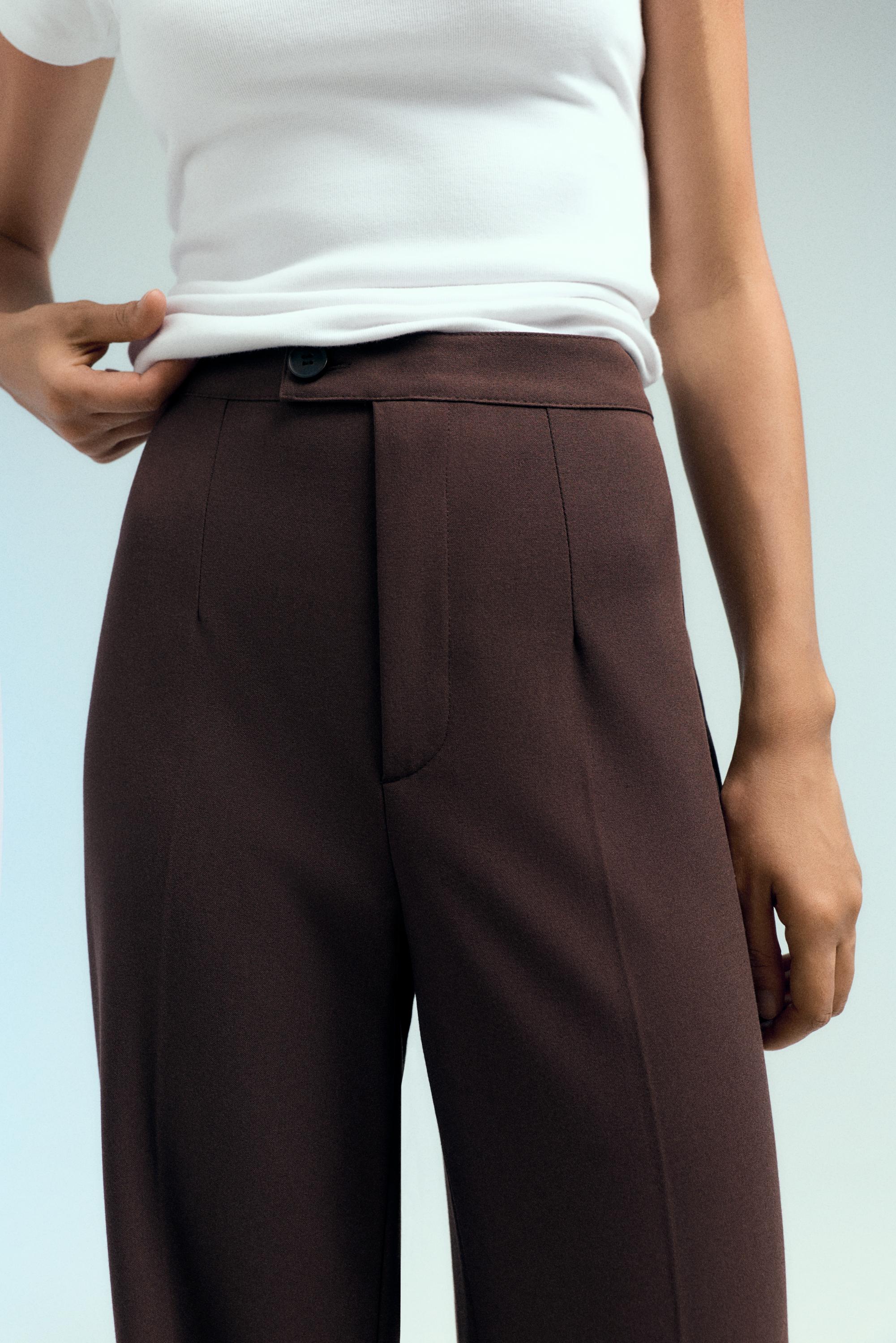 Straight-leg darted trousers — Brown