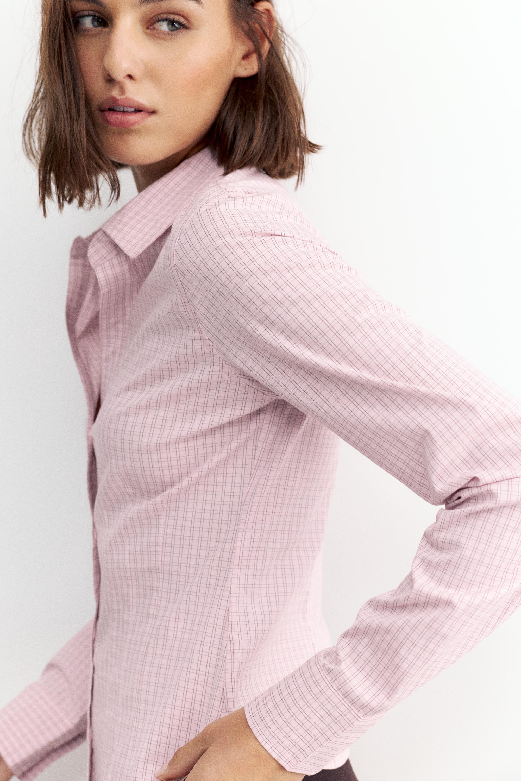 Fitted wide-cuff shirt — Pink
