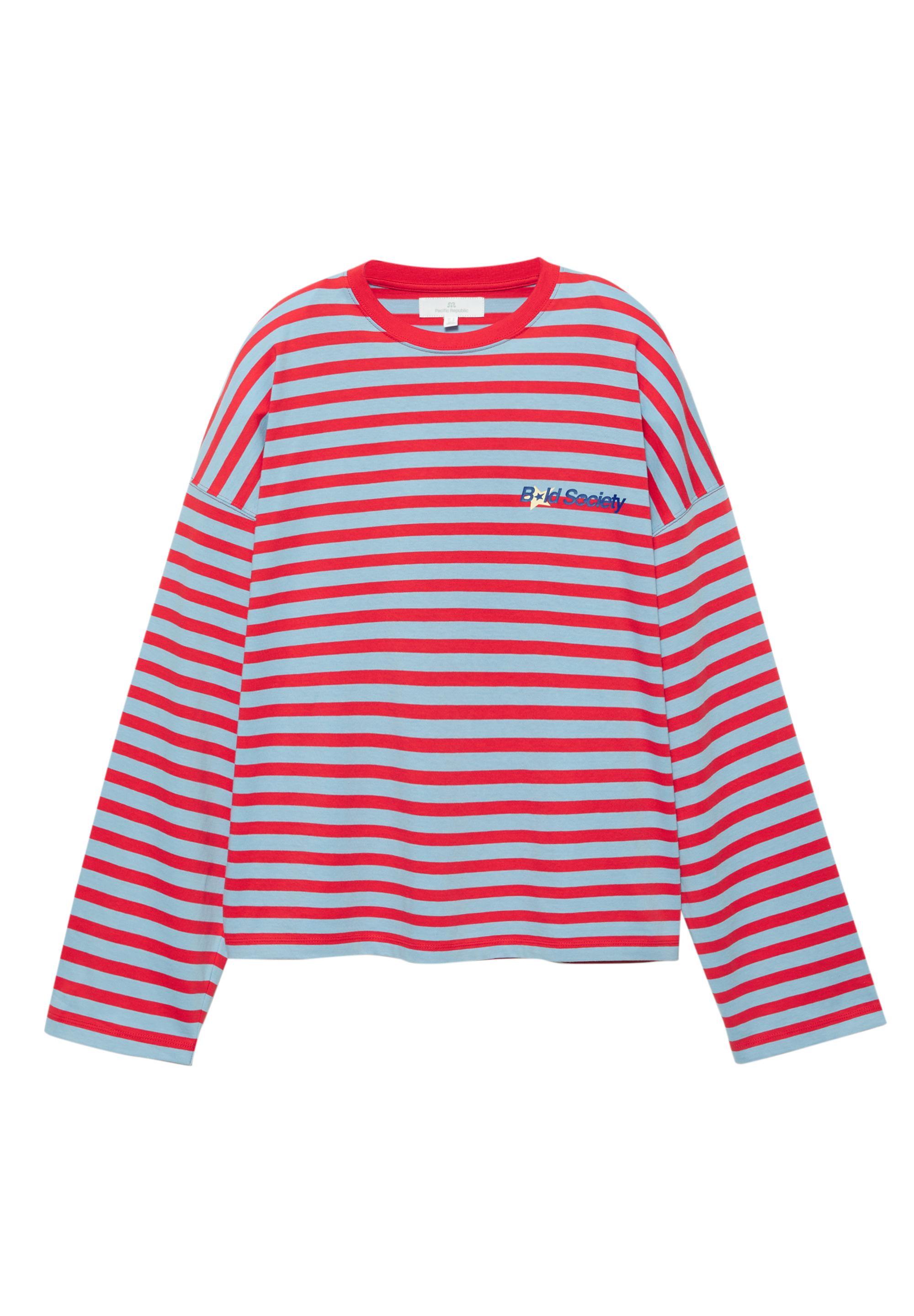 Yazı detaylı çizgili t-shirt