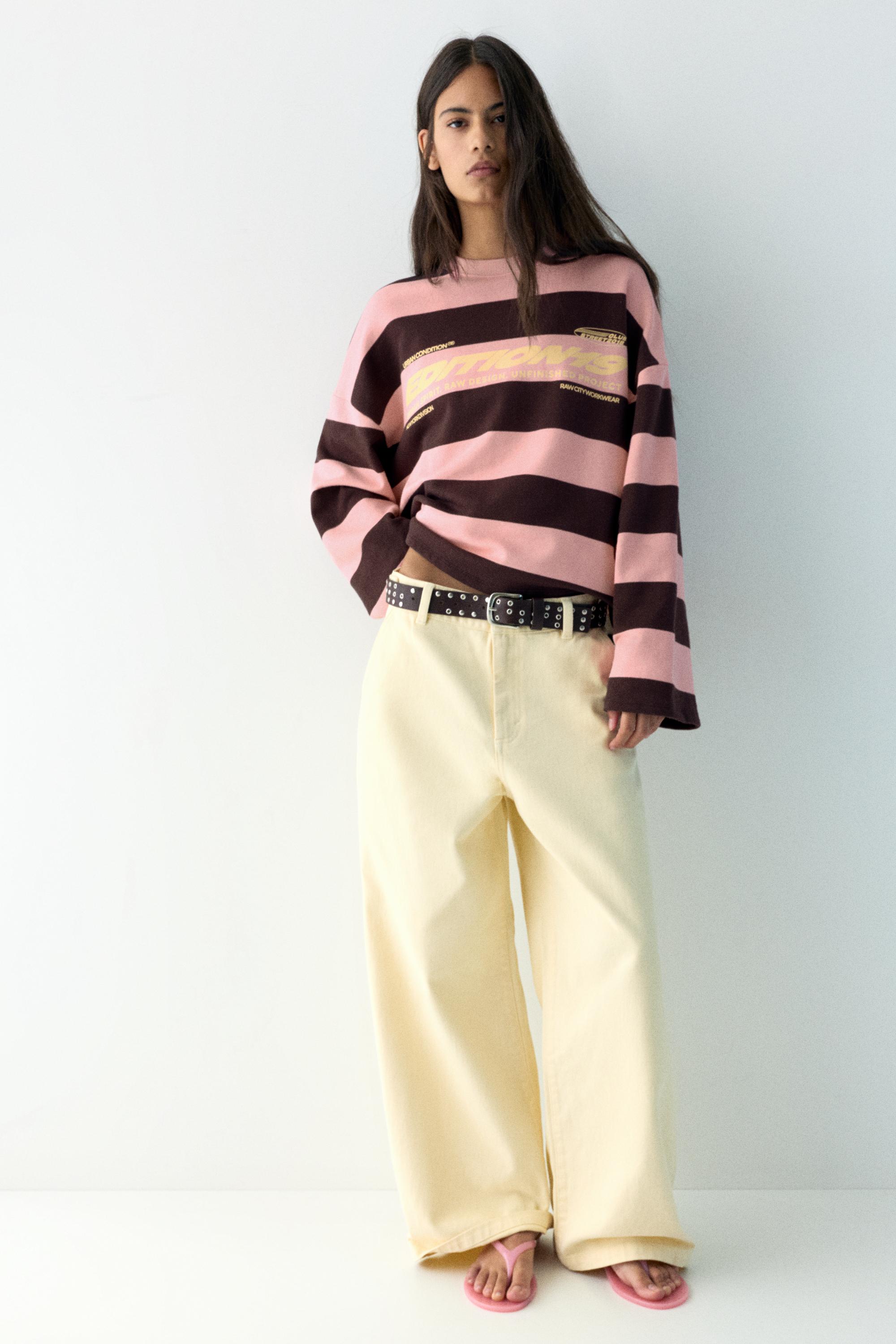 Bisiklet yaka çizgili yazılı sweatshirt - Görsel 13