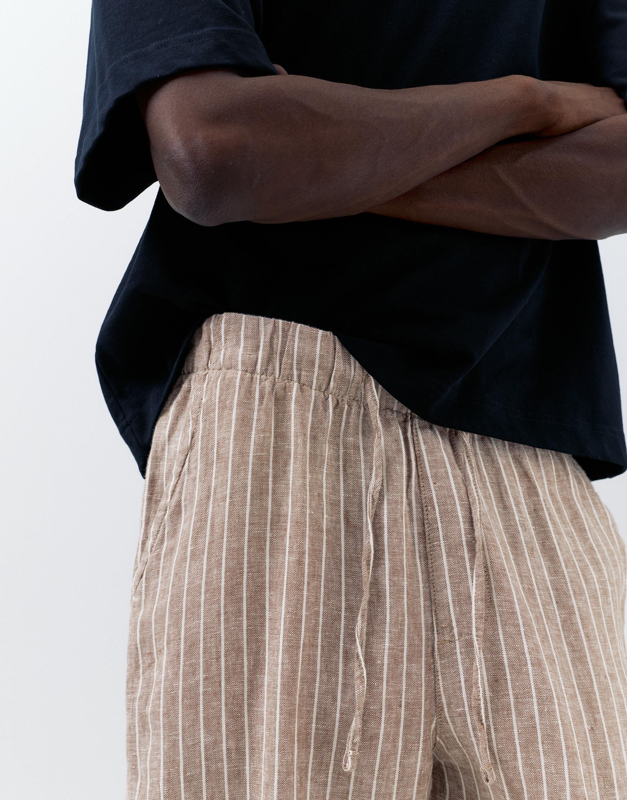 100% linen jogger trousers — Striped