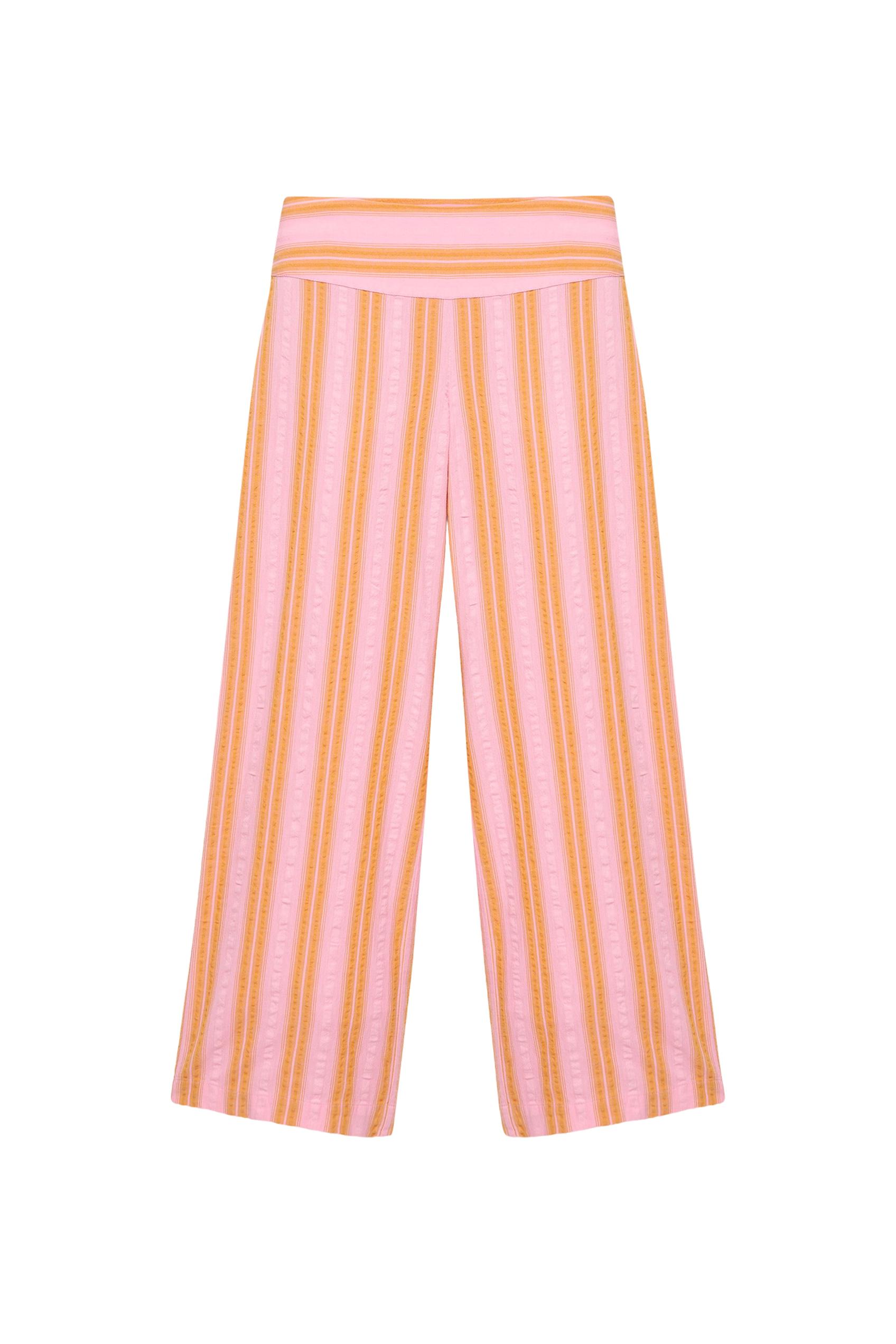 Wide-leg striped trousers — Pink