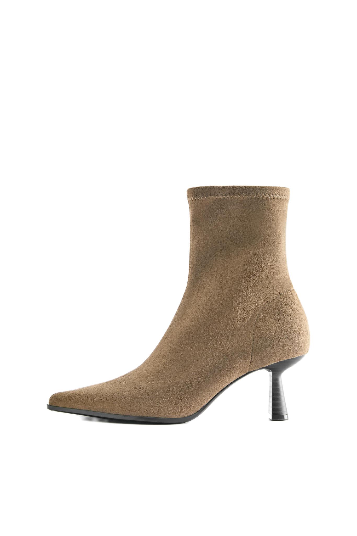 Stretch heel ankle boots — Taupe