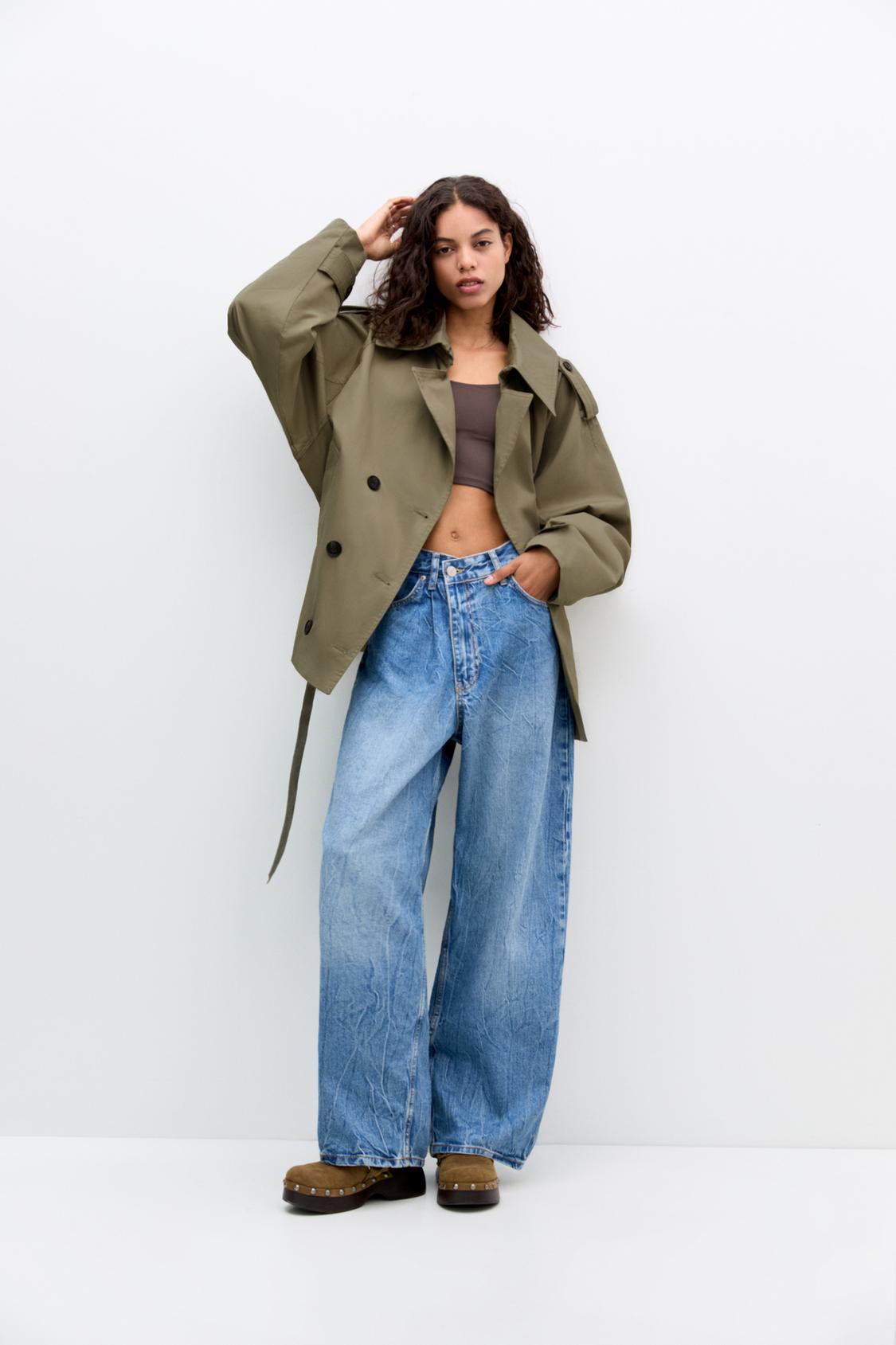 Short belted trench coat PULL&BEAR