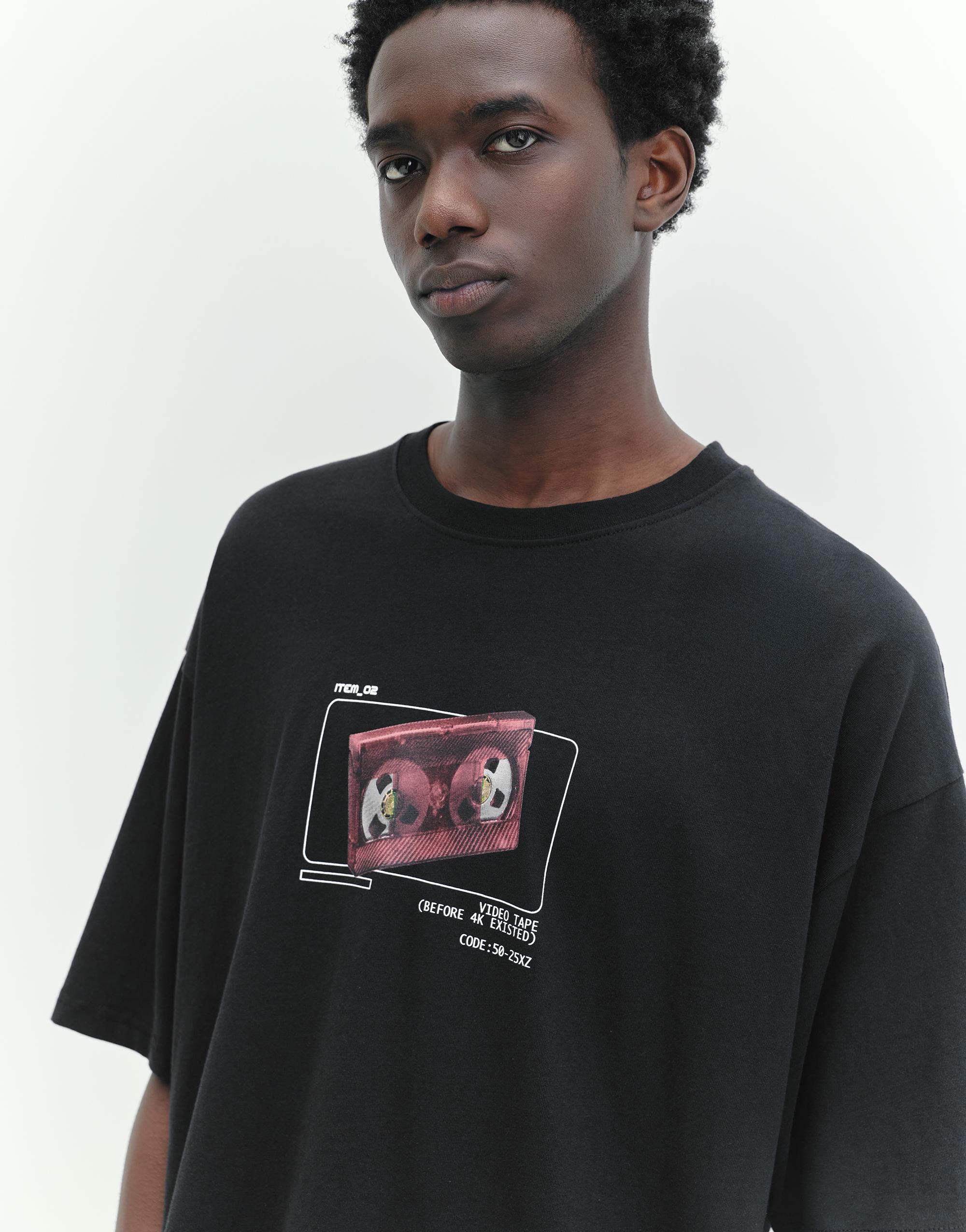 STWD tape graphic T-shirt — Black