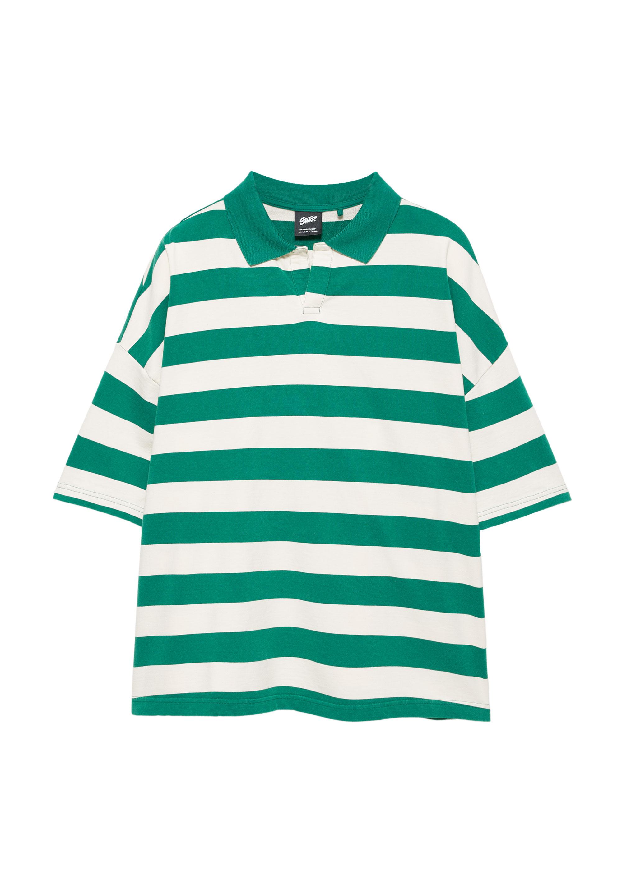 Çizgili boxy polo t-shirt - Görsel 13