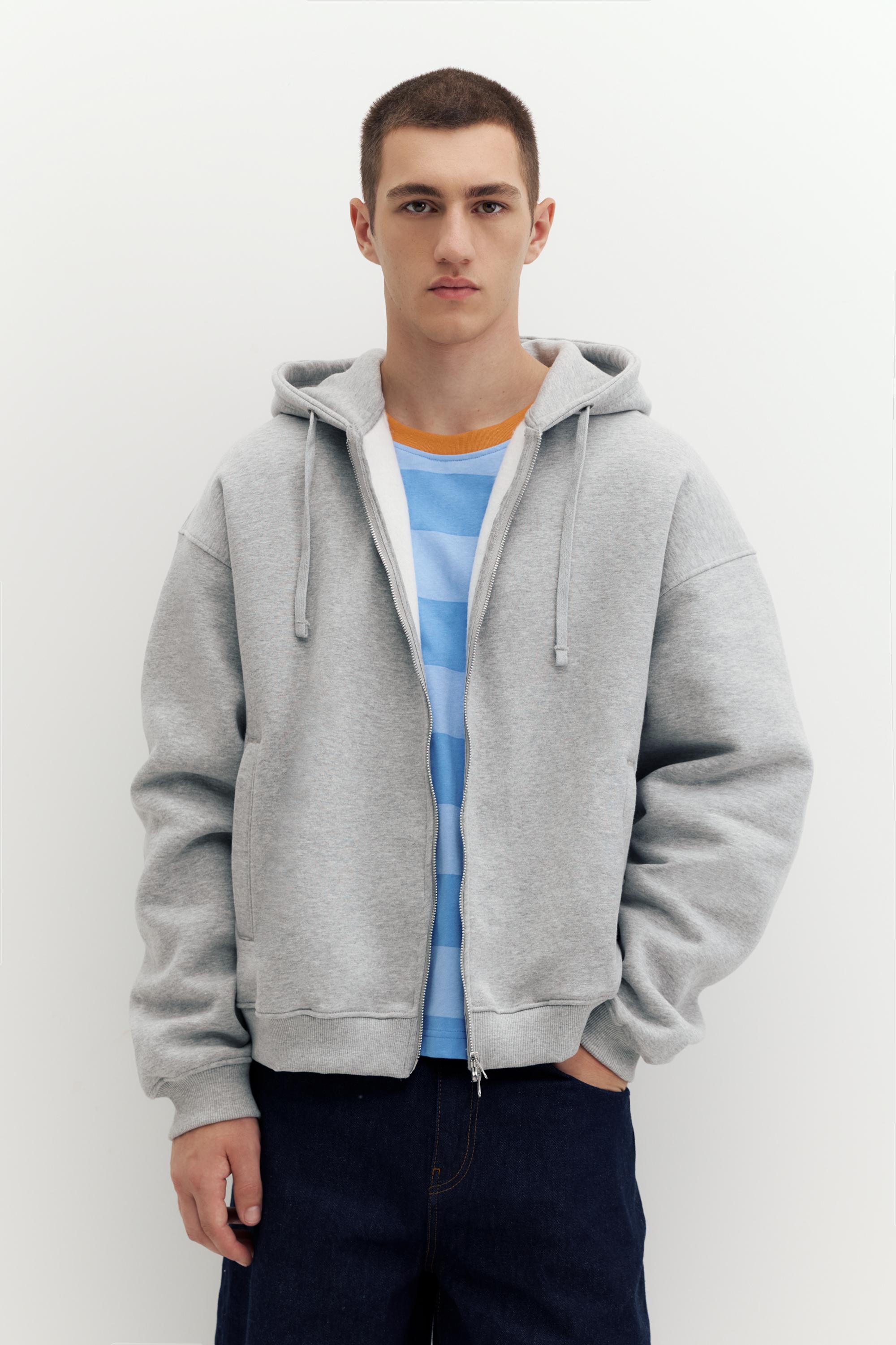 Zip-up hoodie — Grey marl