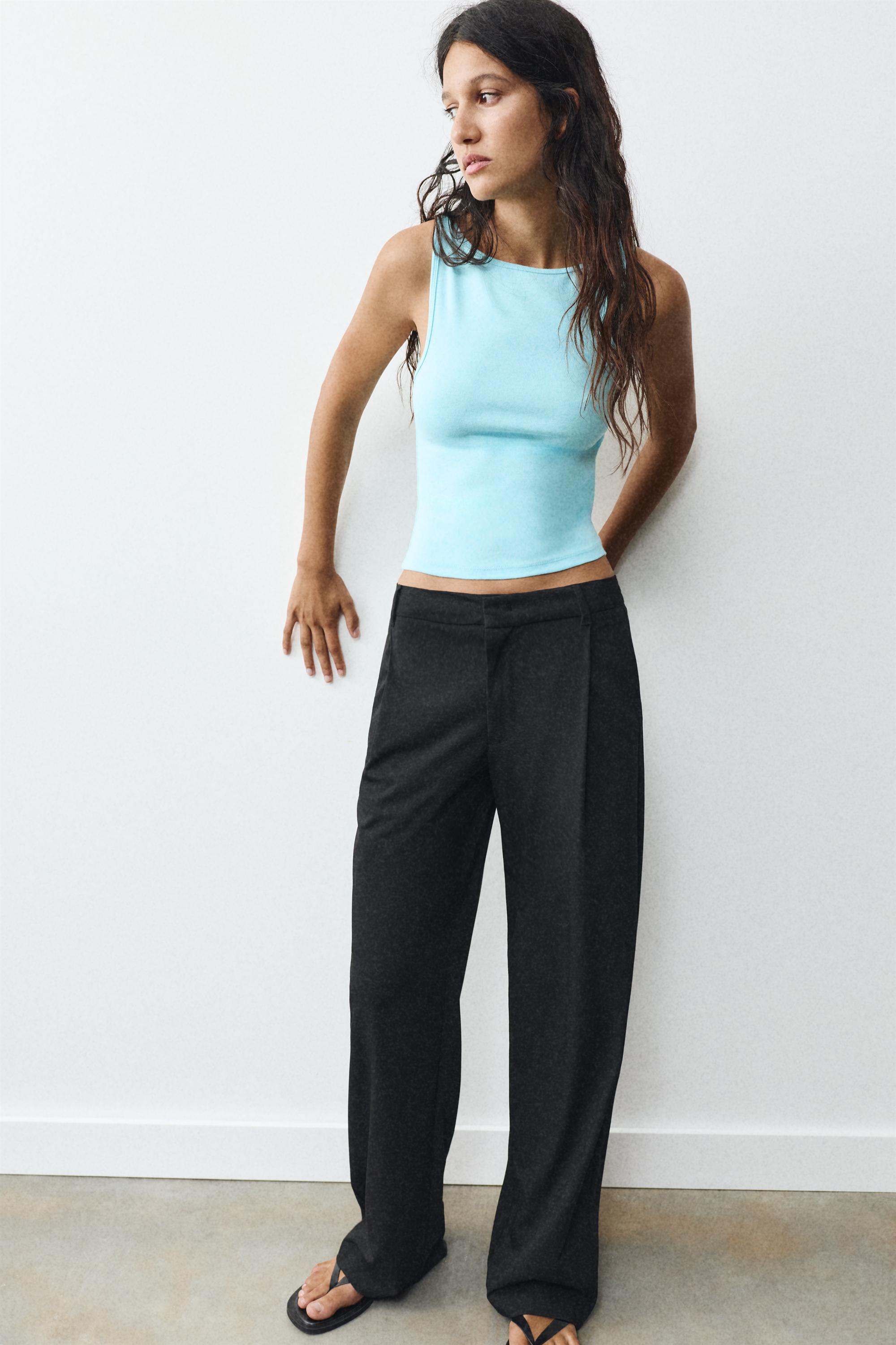 Boat neck tank top — Sky blue