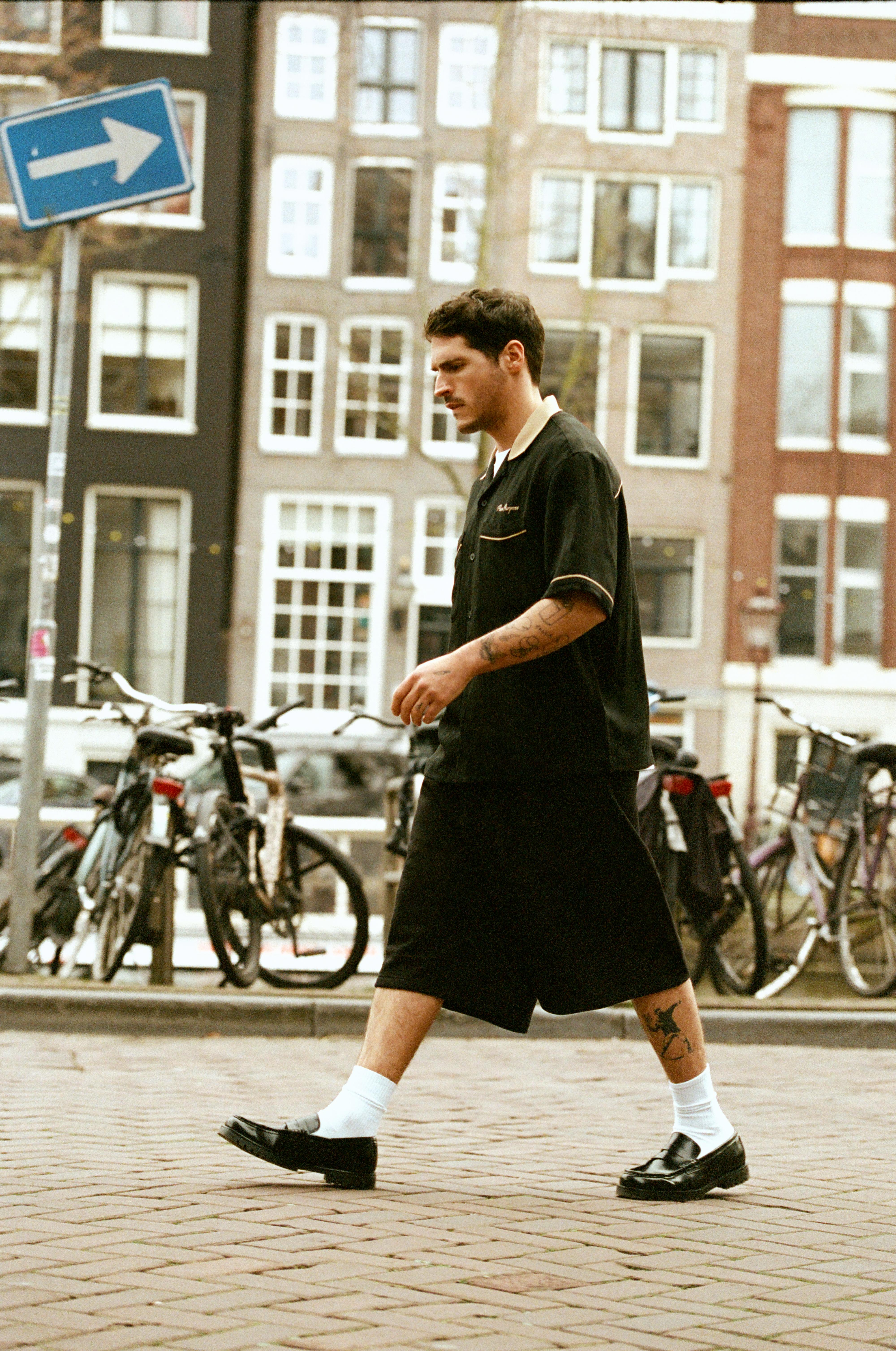Bowling short sleeve shirt — Black