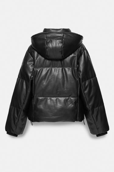 Leather effect puffer jacket — Black 7