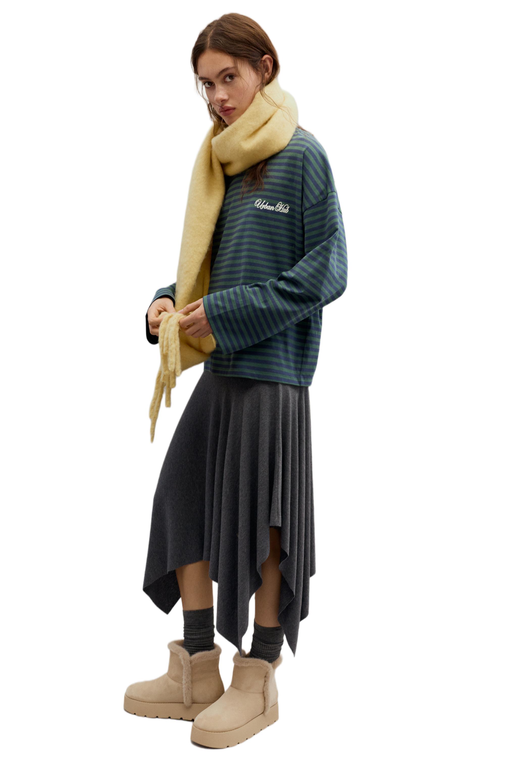 Yazılı çizgili uzun kollu t-shirt - Görsel 31