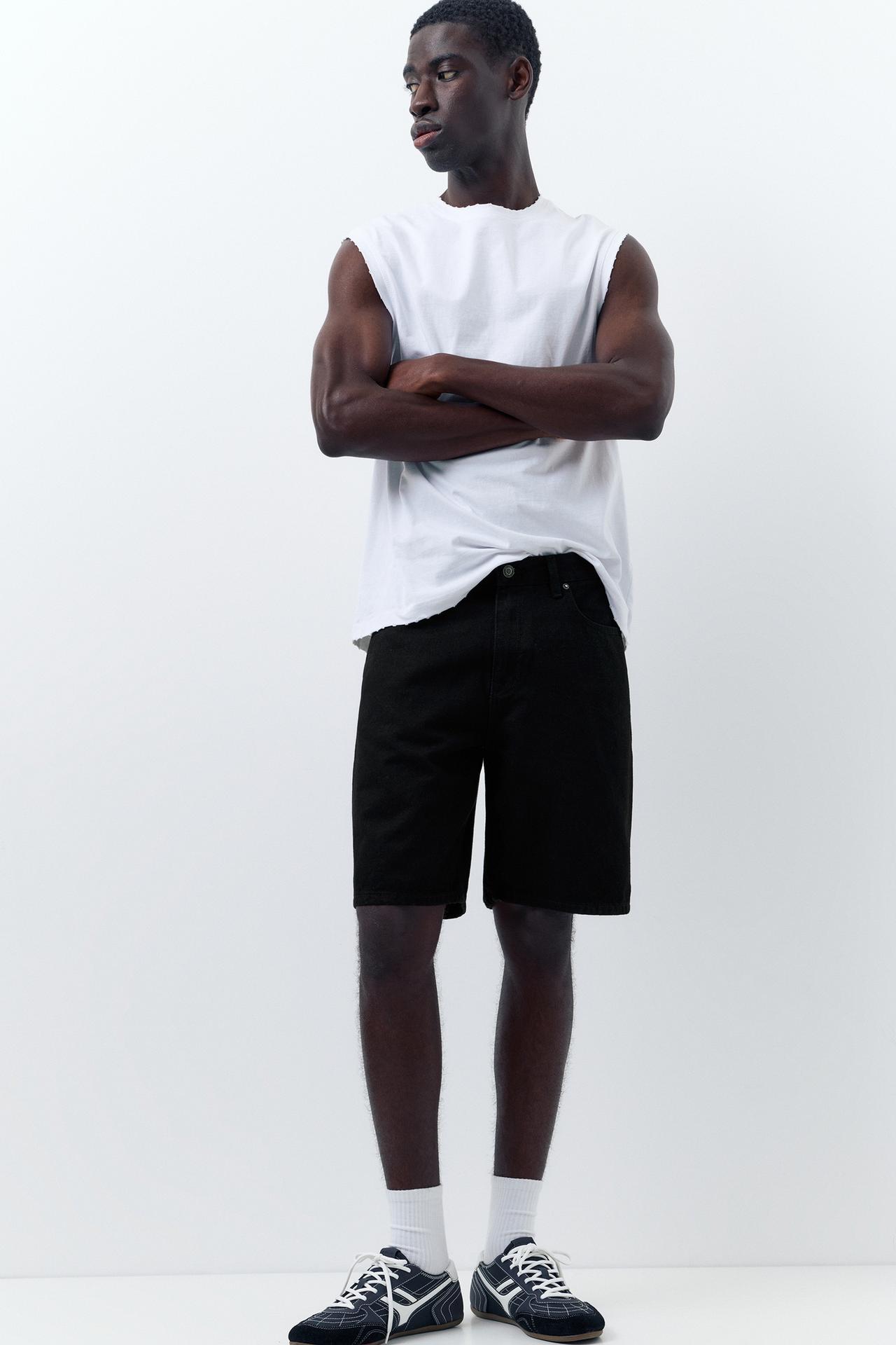 Standard denim Bermuda shorts — Black