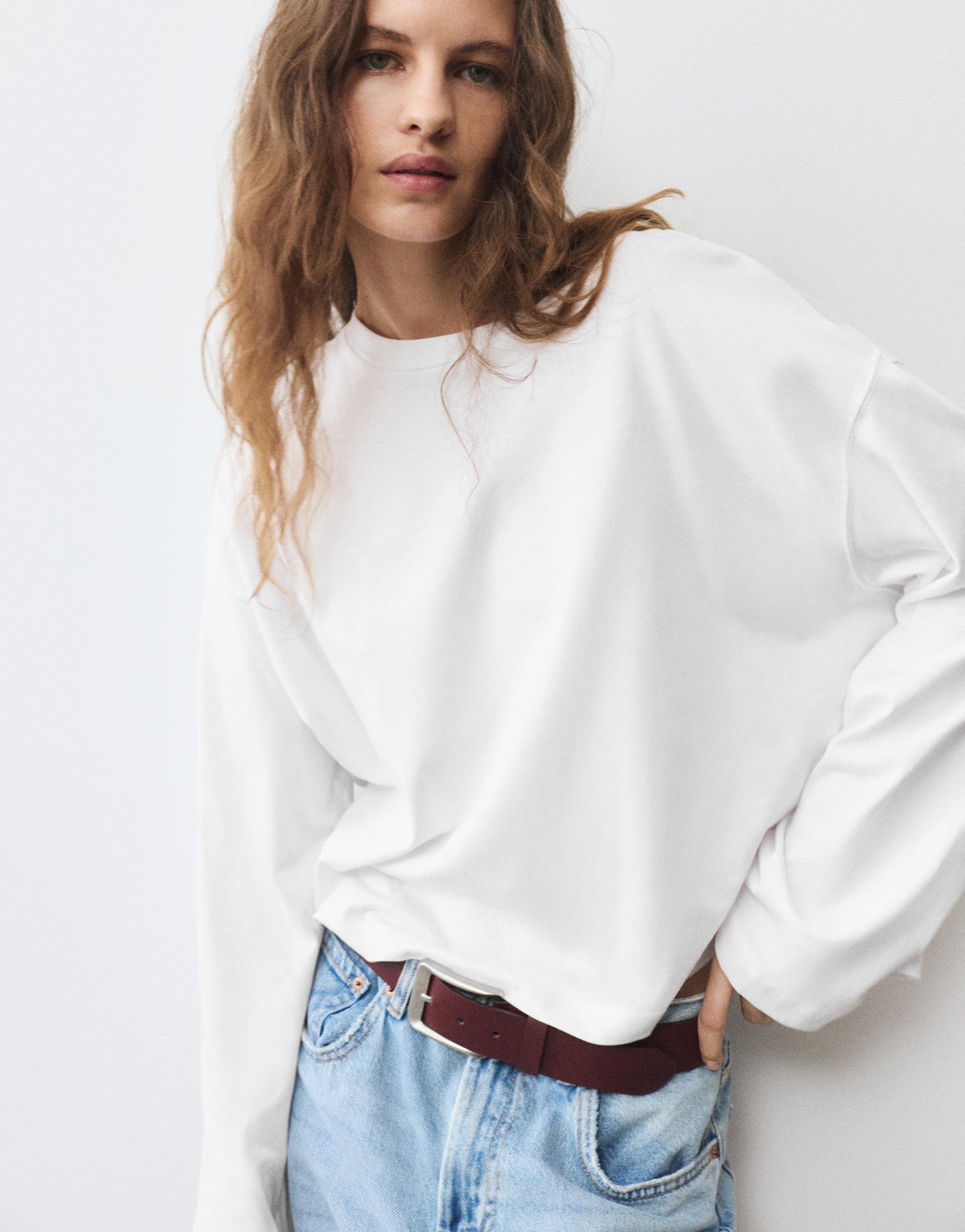 Boxy-fit long sleeve T-shirt — White