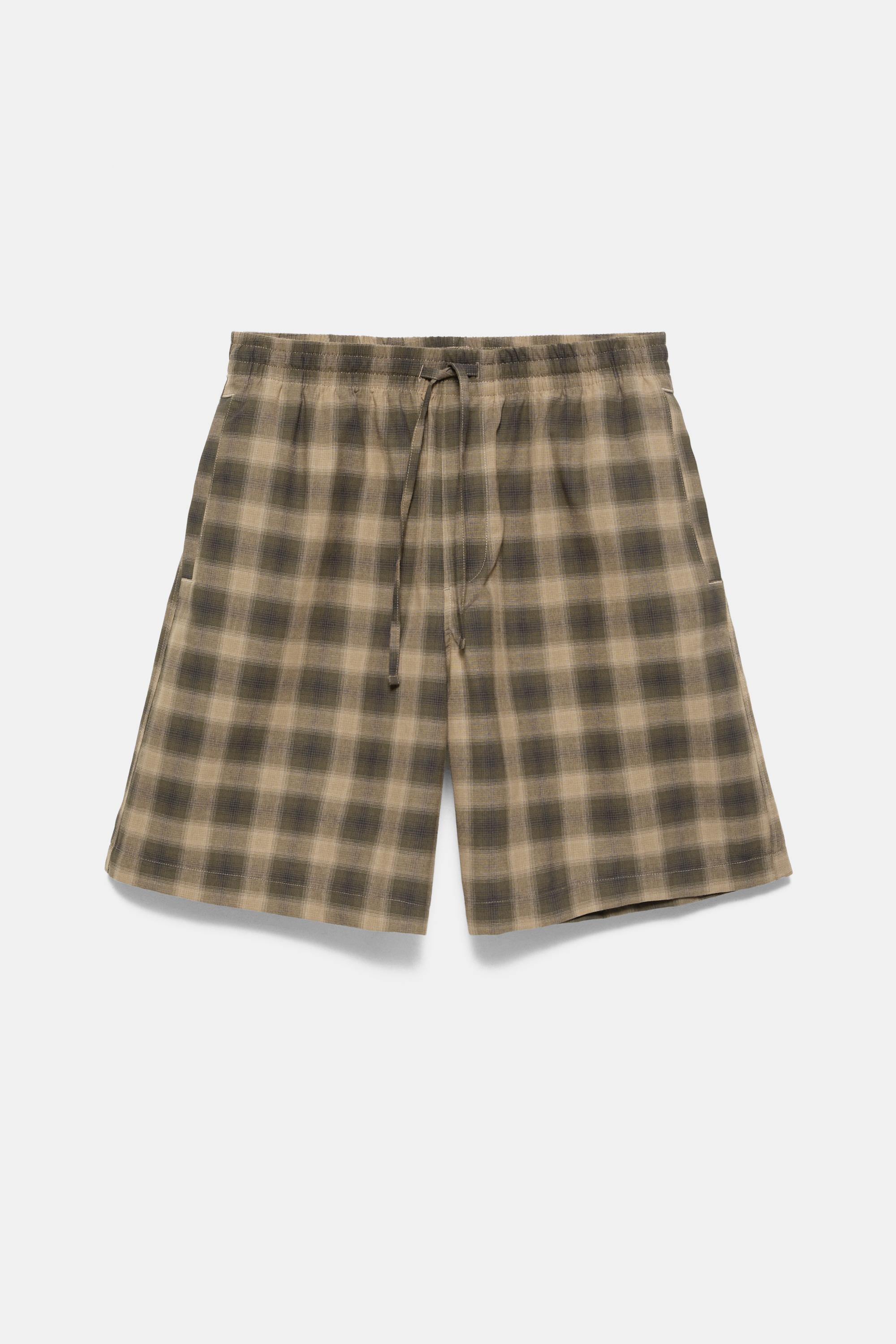 Kareli jogger bermuda şort - Görsel 4